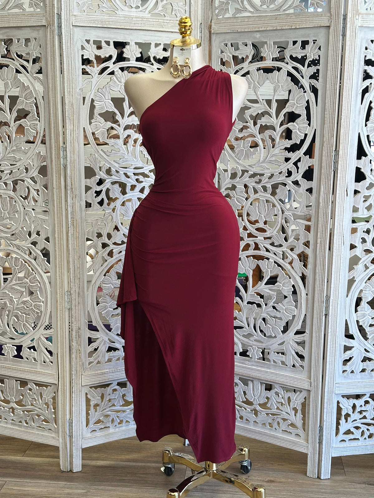 Verona Draped Midi Dress- Estira, Stretchy