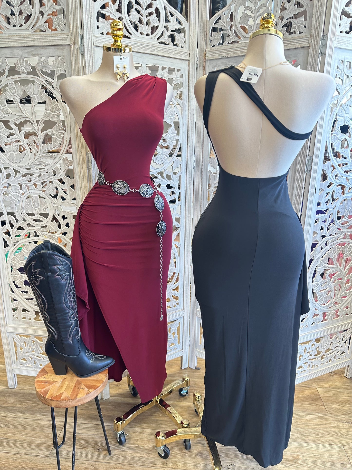 Asymmetrical Backless Dress-Estira, Stretchy