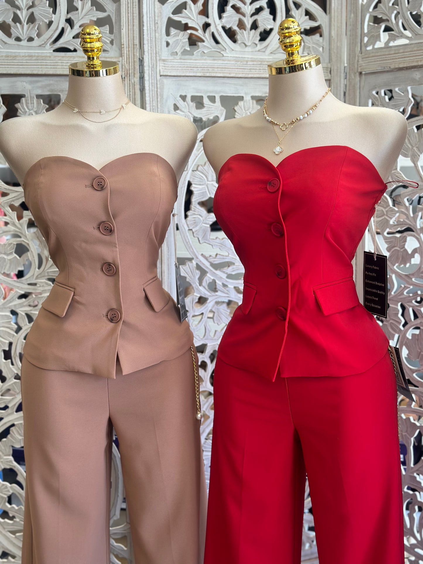 Heartline Vest and Trouser Set- Stretchy, Estira