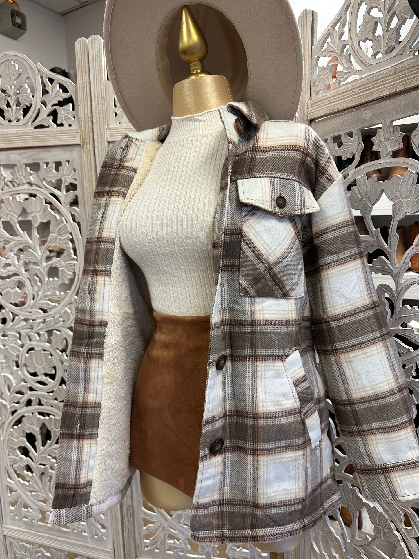 Mocha Flannel Fleece Lined Jacket