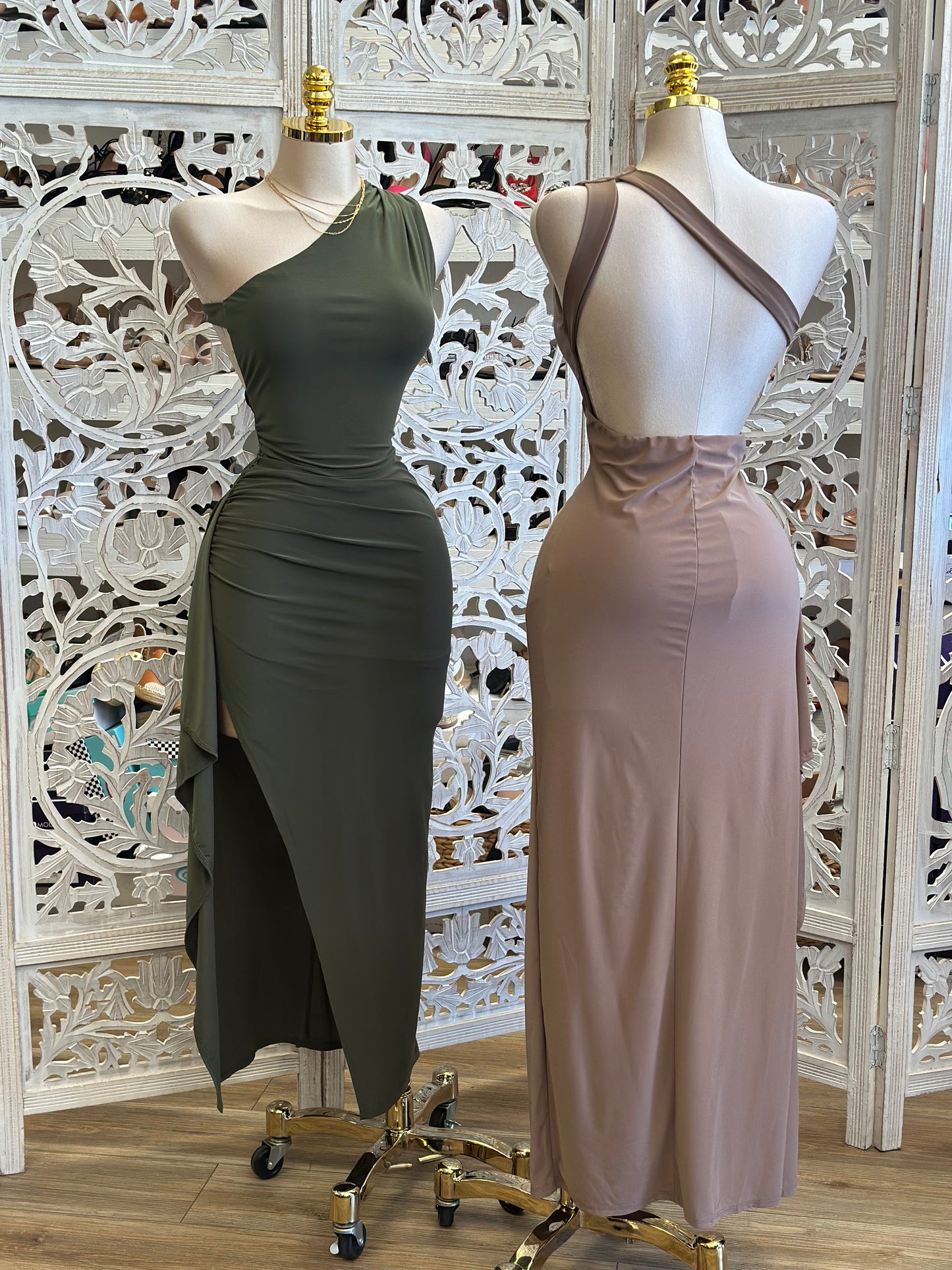 Asymmetrical Backless Dress-Estira, Stretchy