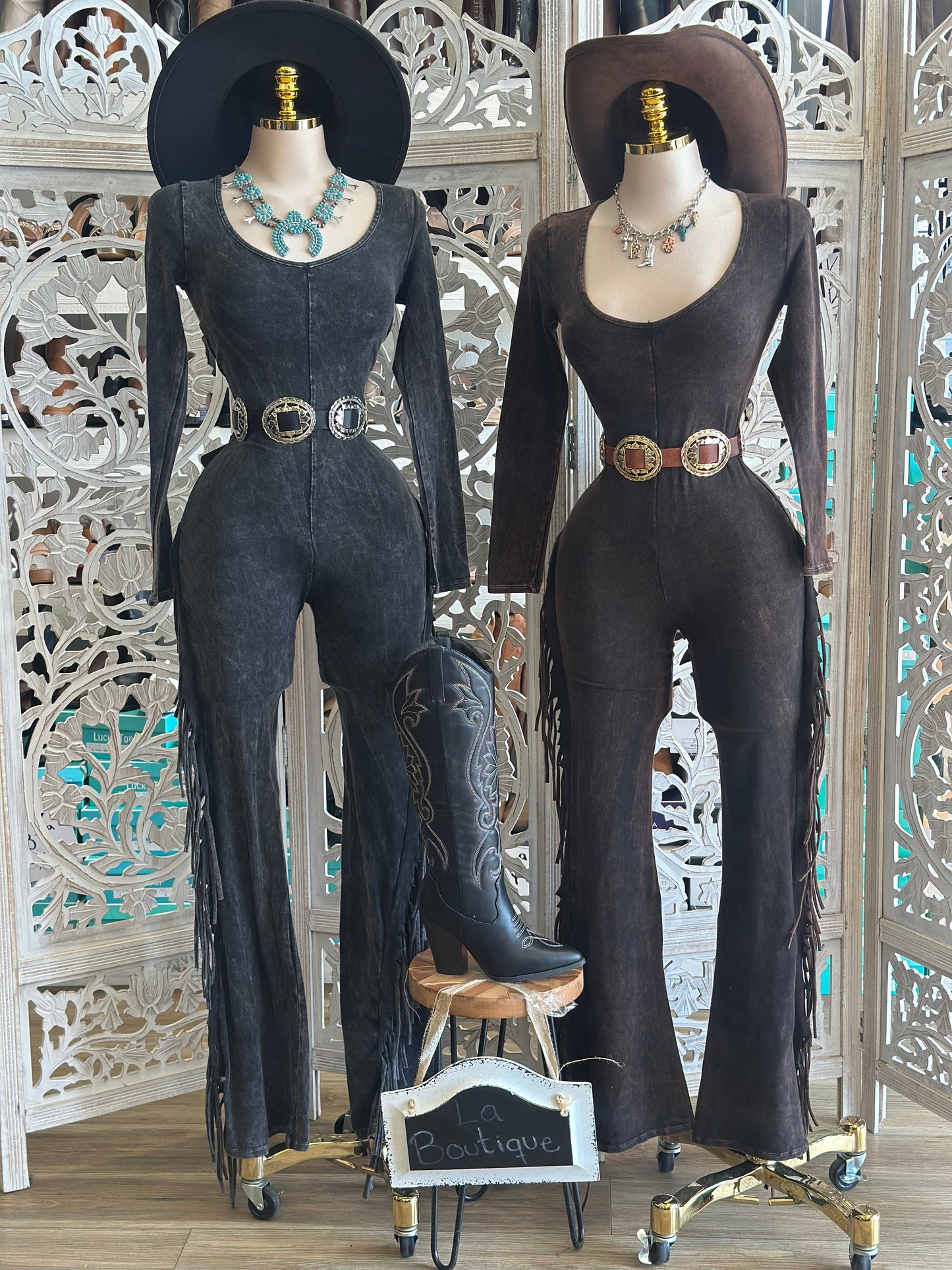 Fringe Washed Jumpsuit- Stretchy, Estira