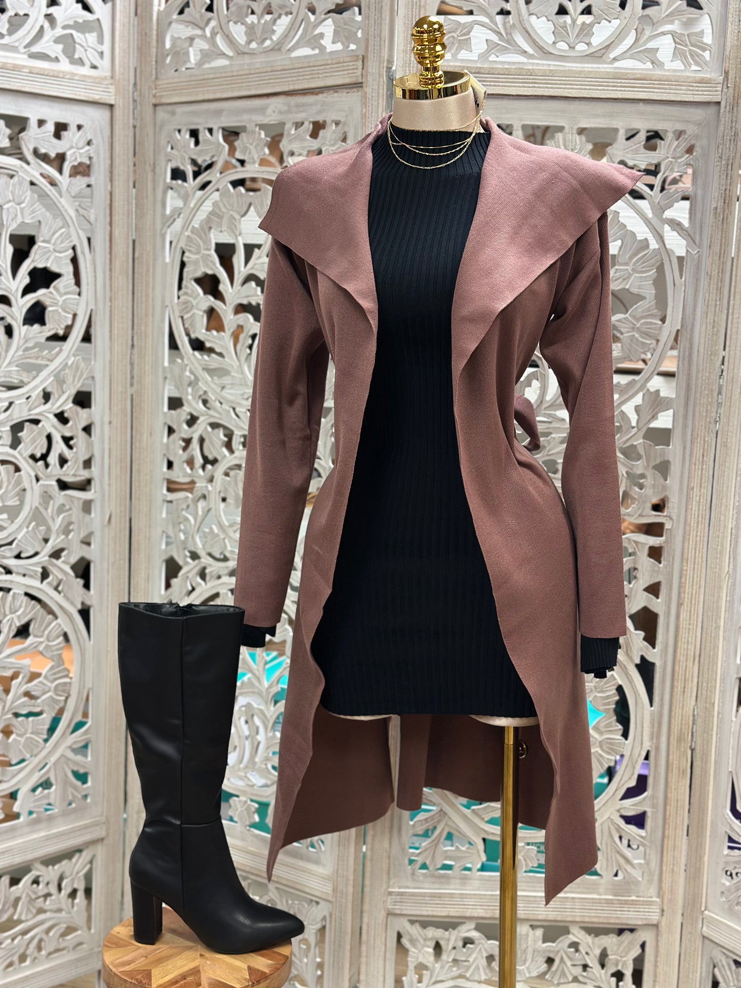 Long Knit Blazer Coat- Stretchy, Estira mucho