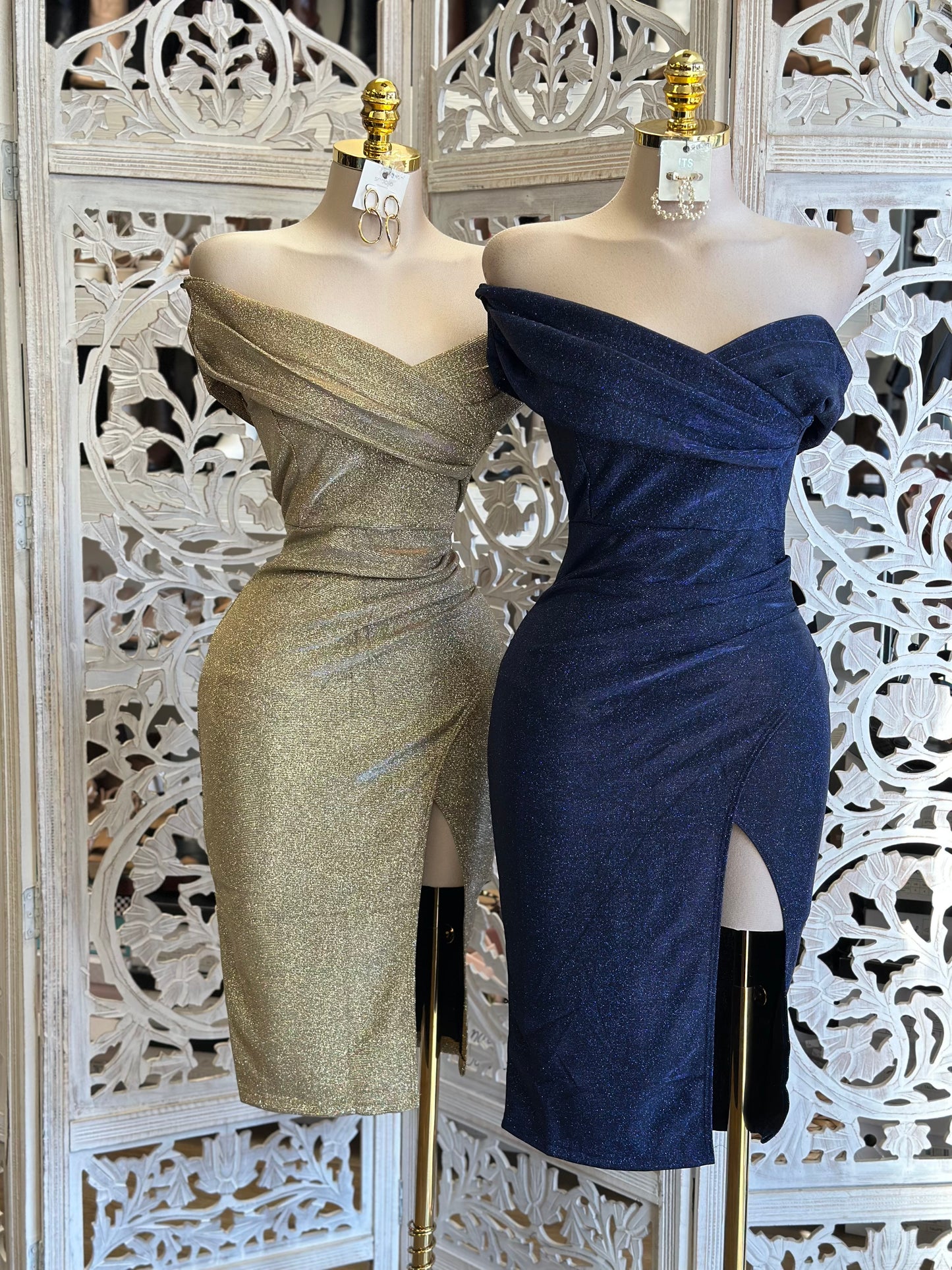 Shimmery Wrapped Cocktail Dress- Stretchy,Estira