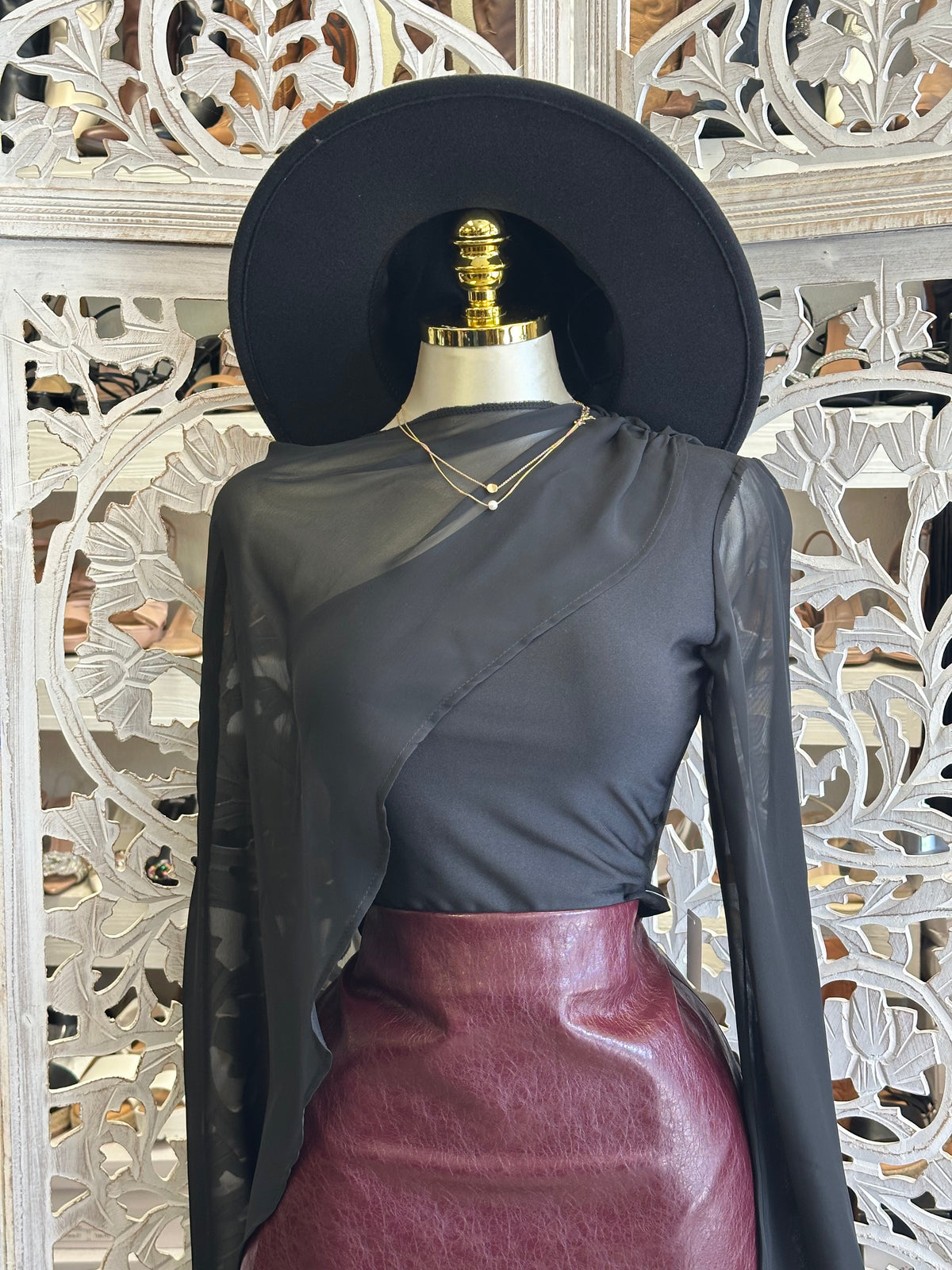 Noir Eclipse Blouse- Stretchy