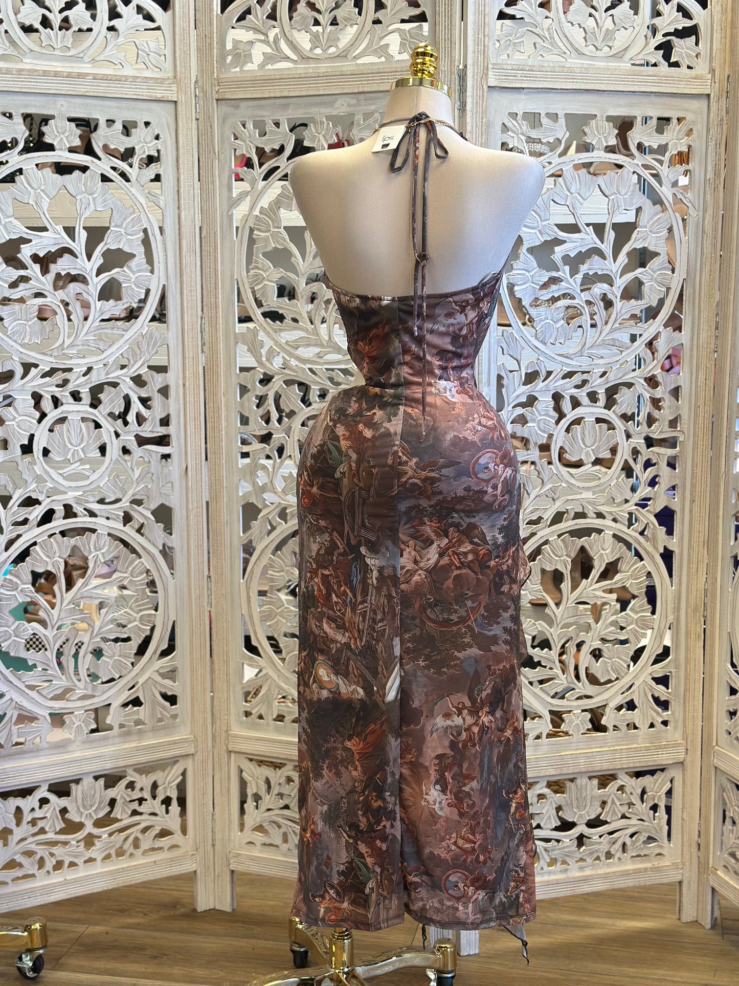 Angel Pattern Cutout Midi Dress-Estira, Stretchy