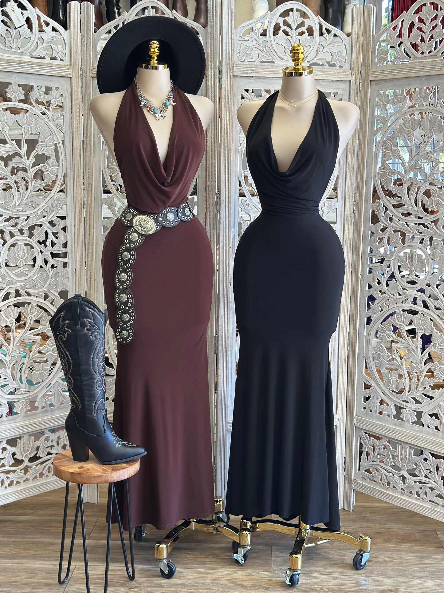 Halter Bare Back Maxi Dress- Stretchy,Estira
