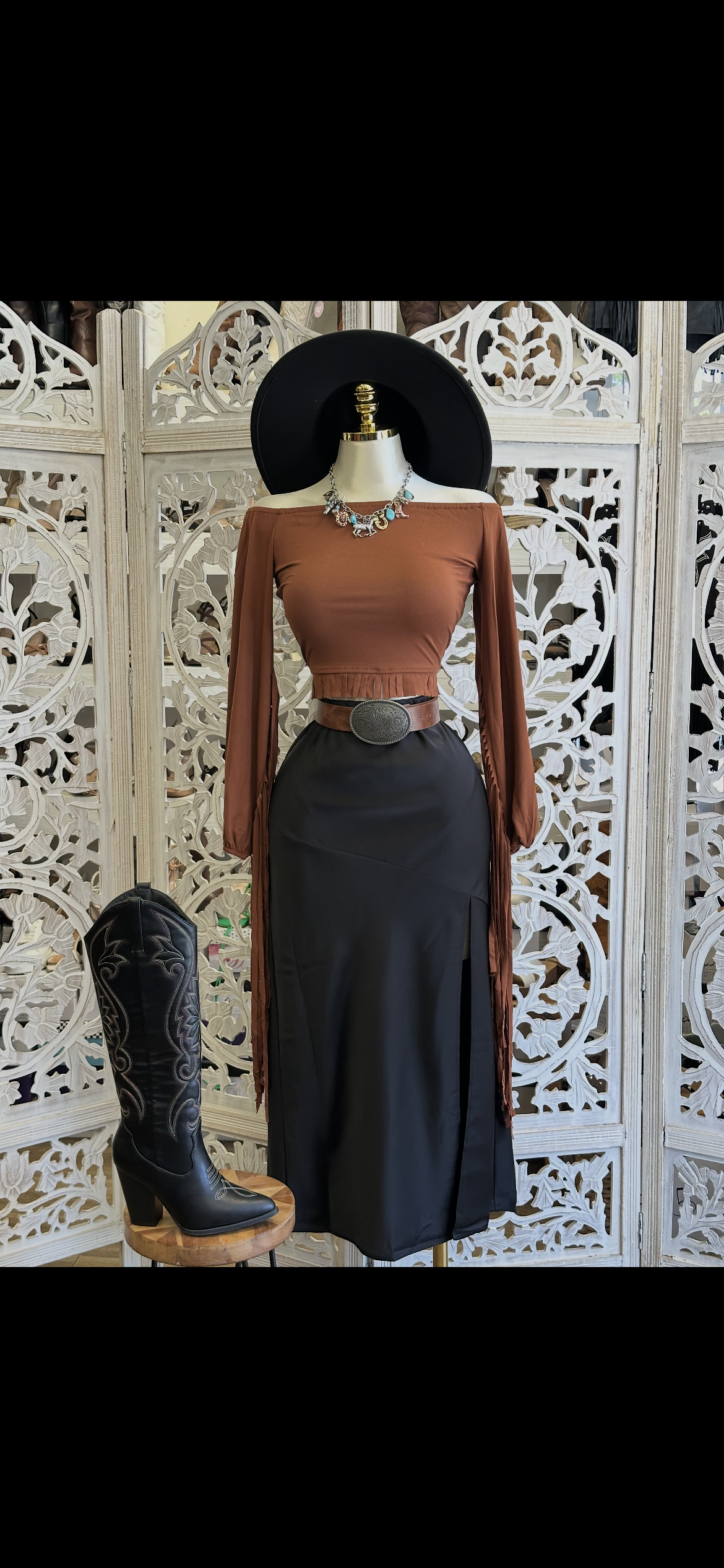 Black Desert Darling Fringe Skirt - Estira, Stretchy