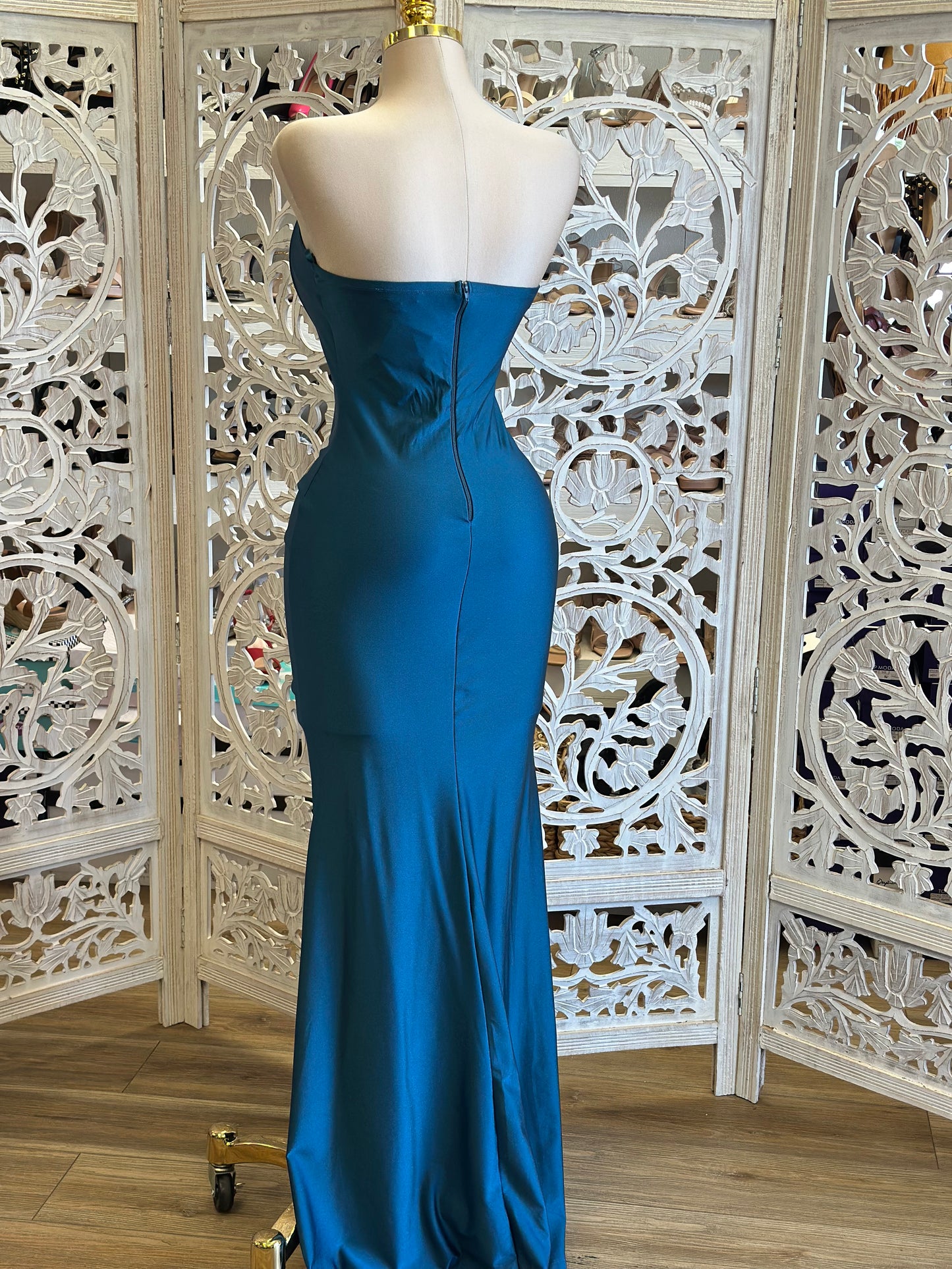 Deep Teal Knotted Gown- Stretchy, Estira