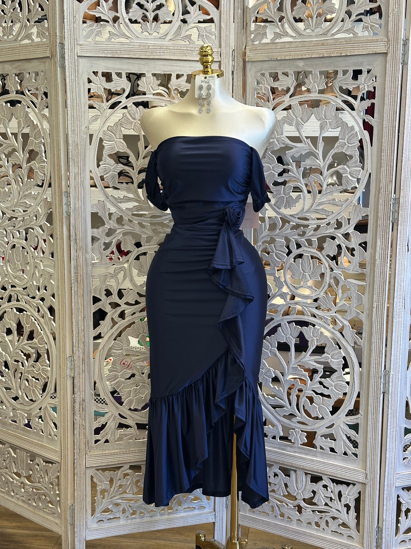 Midnight Blue Cocktail Dress- Estira, Stretchy