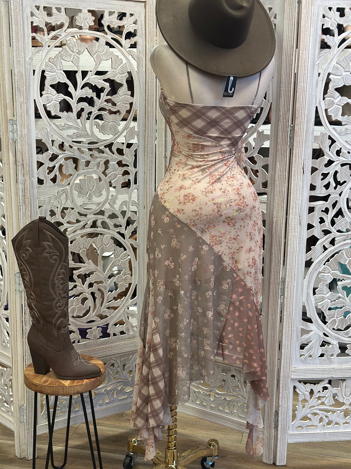 Patchwork Midi Dress-Stretchy, Estira