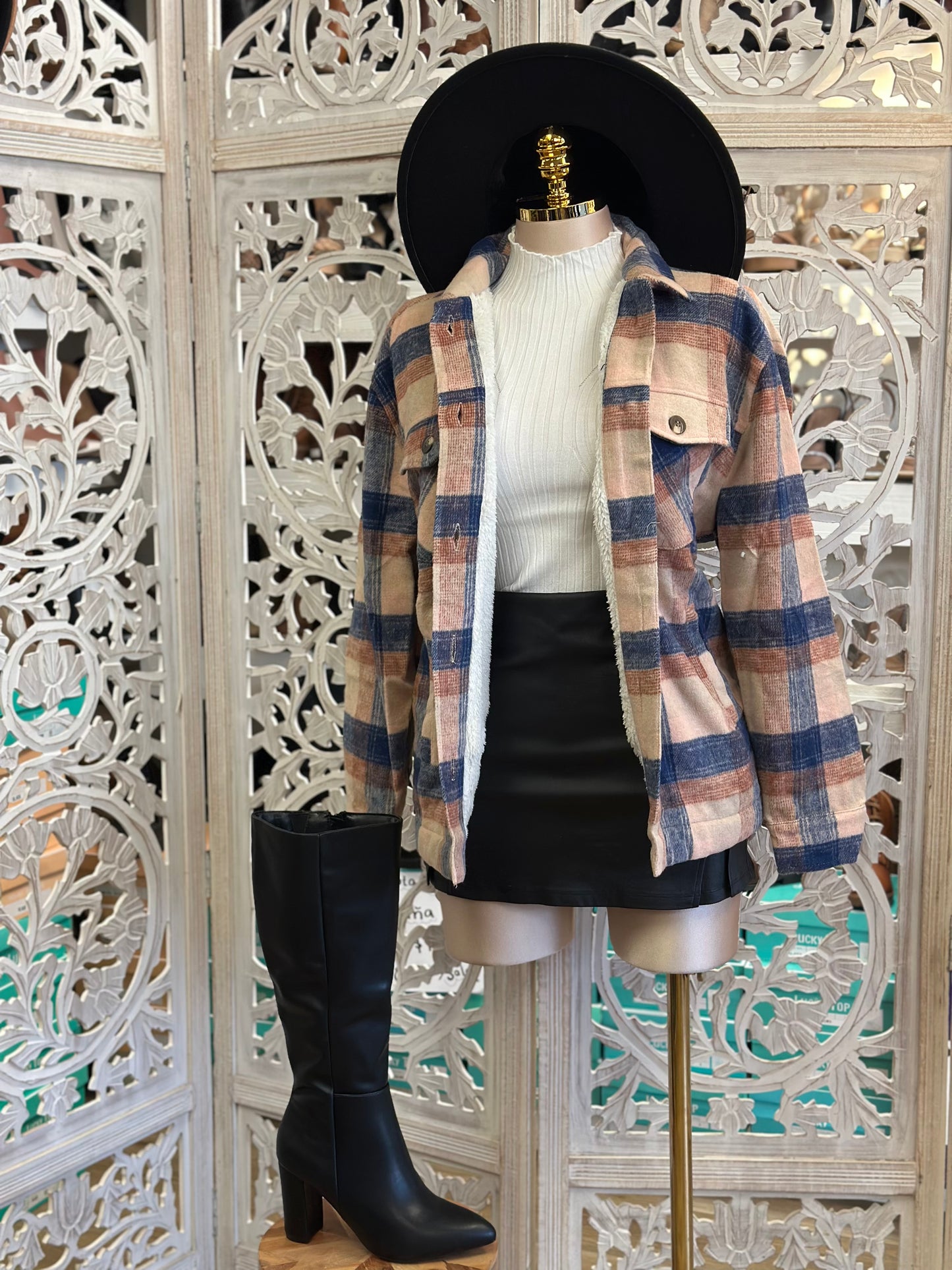 Multi Color Flannel Sherpa Jacket