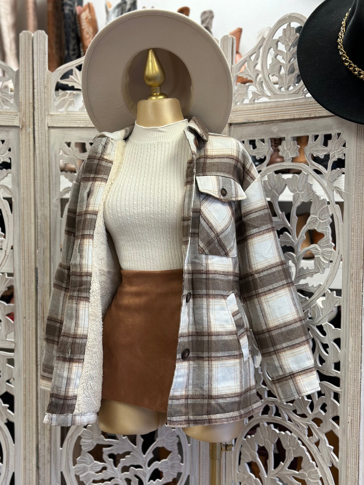 Mocha Flannel Fleece Lined Jacket