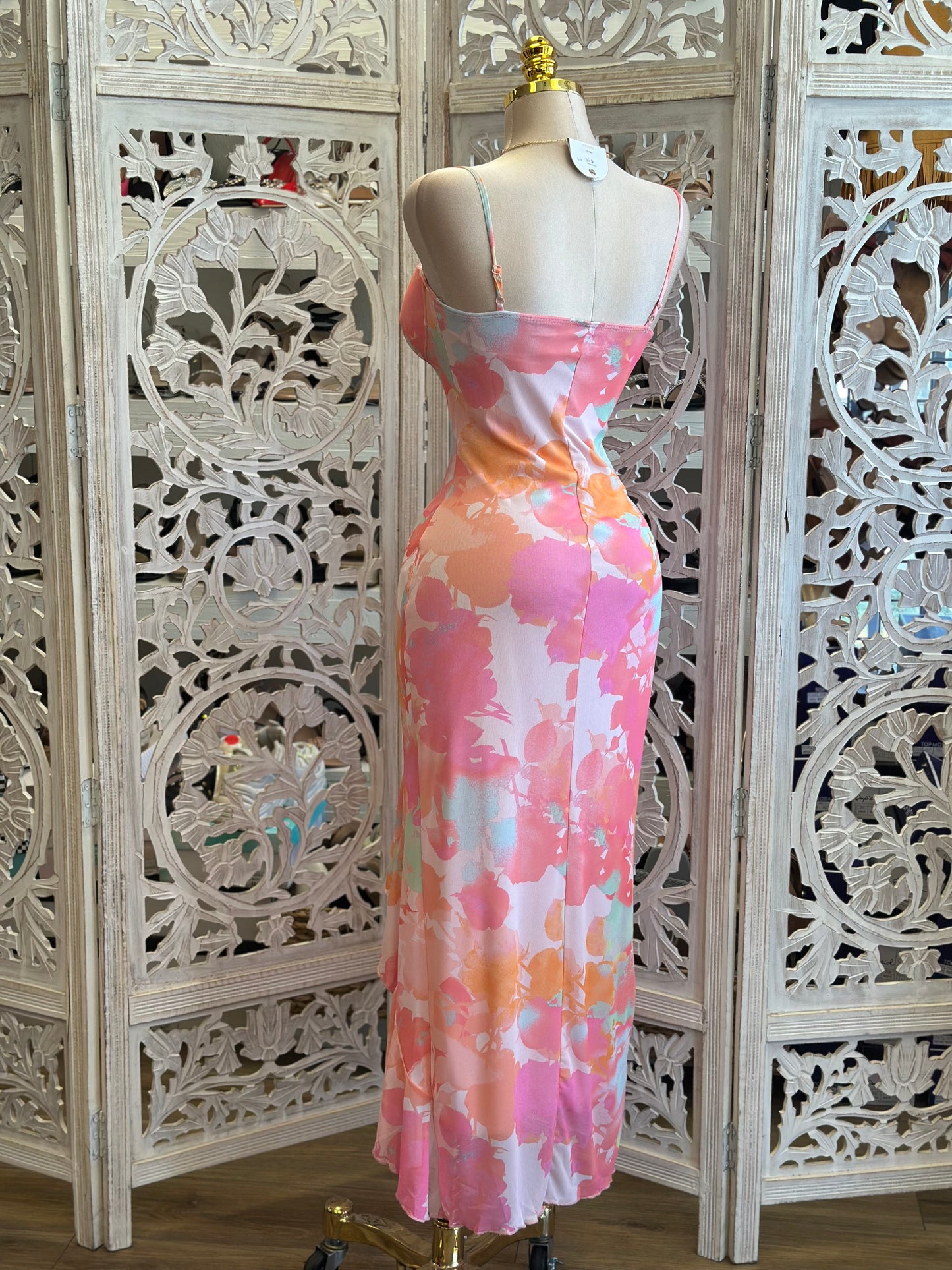 Pretty in Pink Floral Dress-Estira, Stretchy