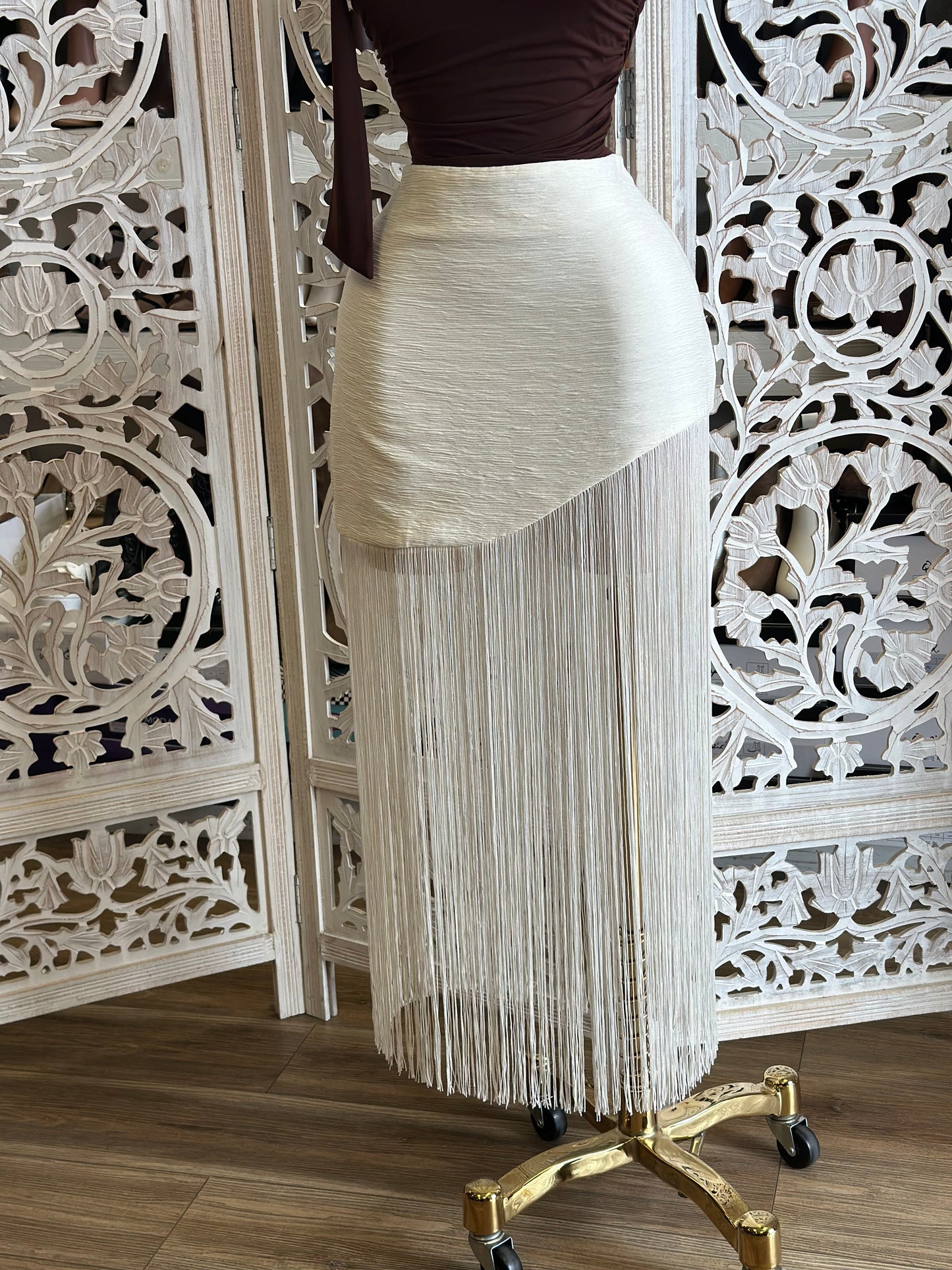 Bone Fringe Midi Skirt- no Stretchy , no Estira