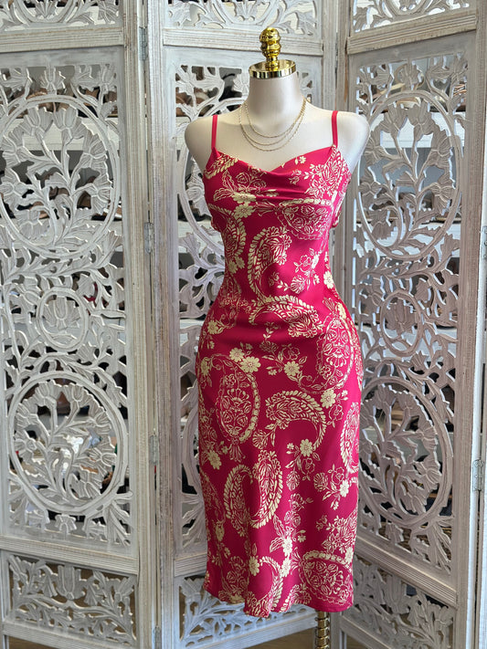 Bright Pink Lisa Pattern Dress - No Estira, Not Stretchy