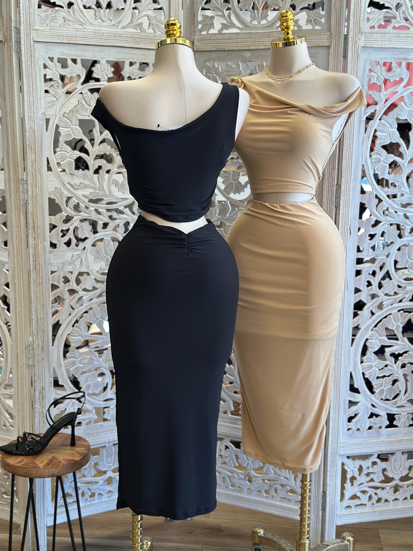 Asymmetrical Solid Color Set- Estira,Stretchy