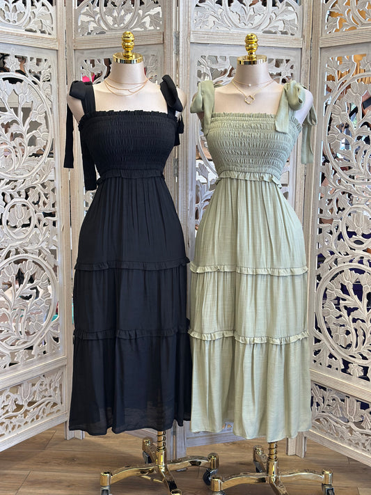 Tiered Ribbon Sleeve Dress - Estira, Stretchy