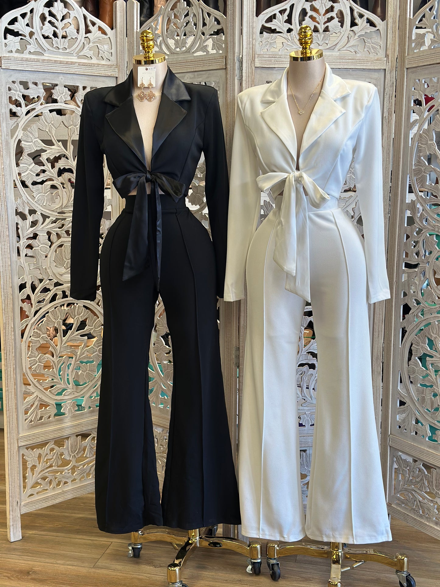 Bow Blazer and Pants Set- Stretchy,Estira
