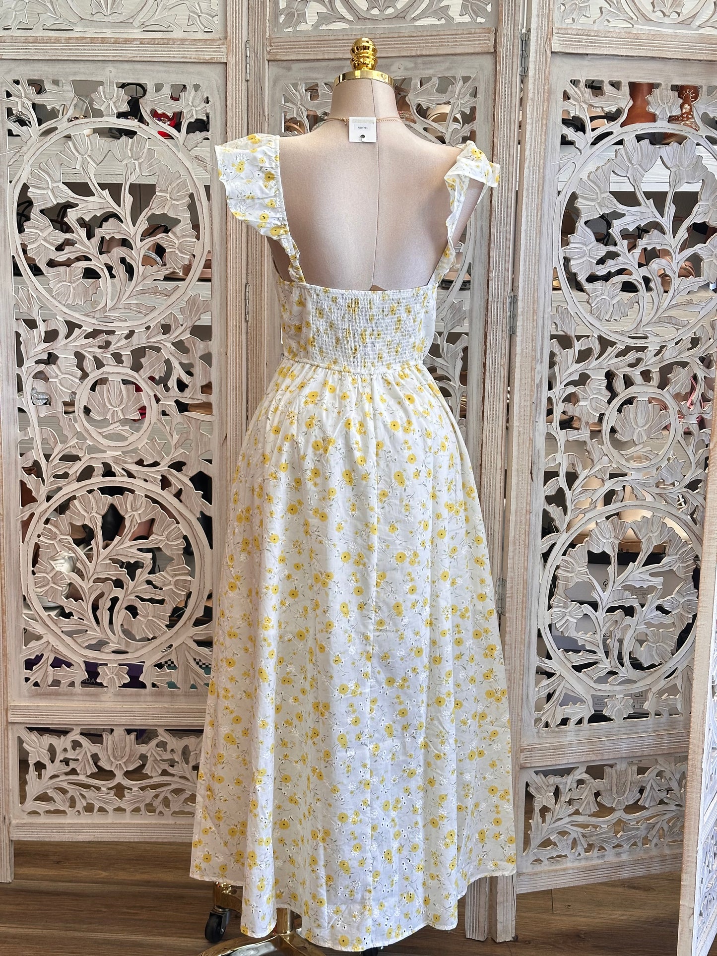 Corset Floral Midi Dress - Estira Poco , Slightly Stretchy