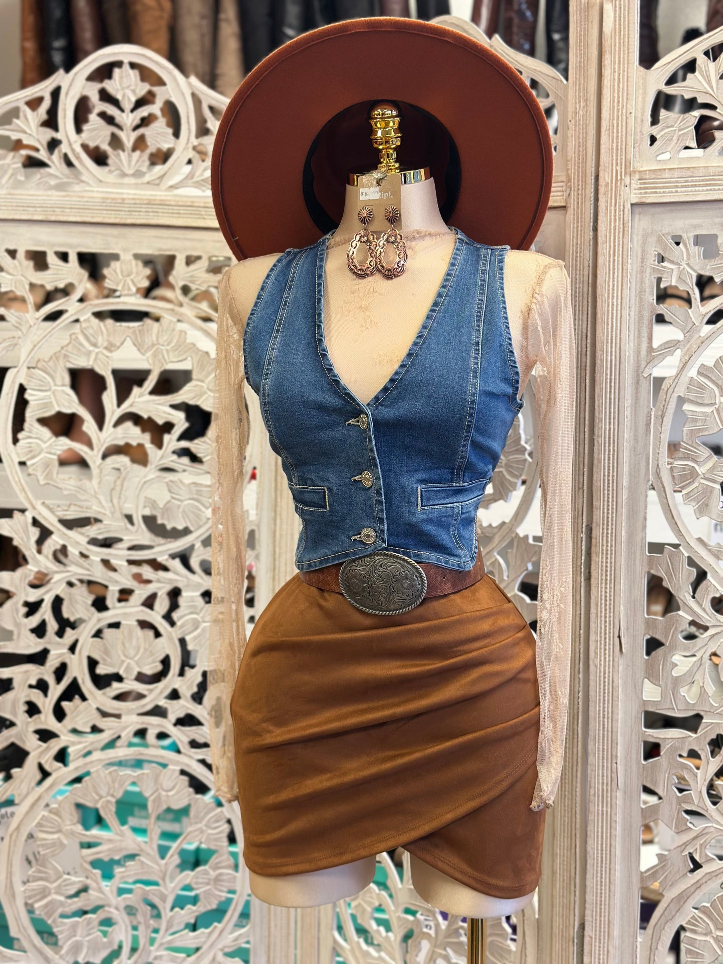 V Neck Denim Vest- Slightly Stretchy