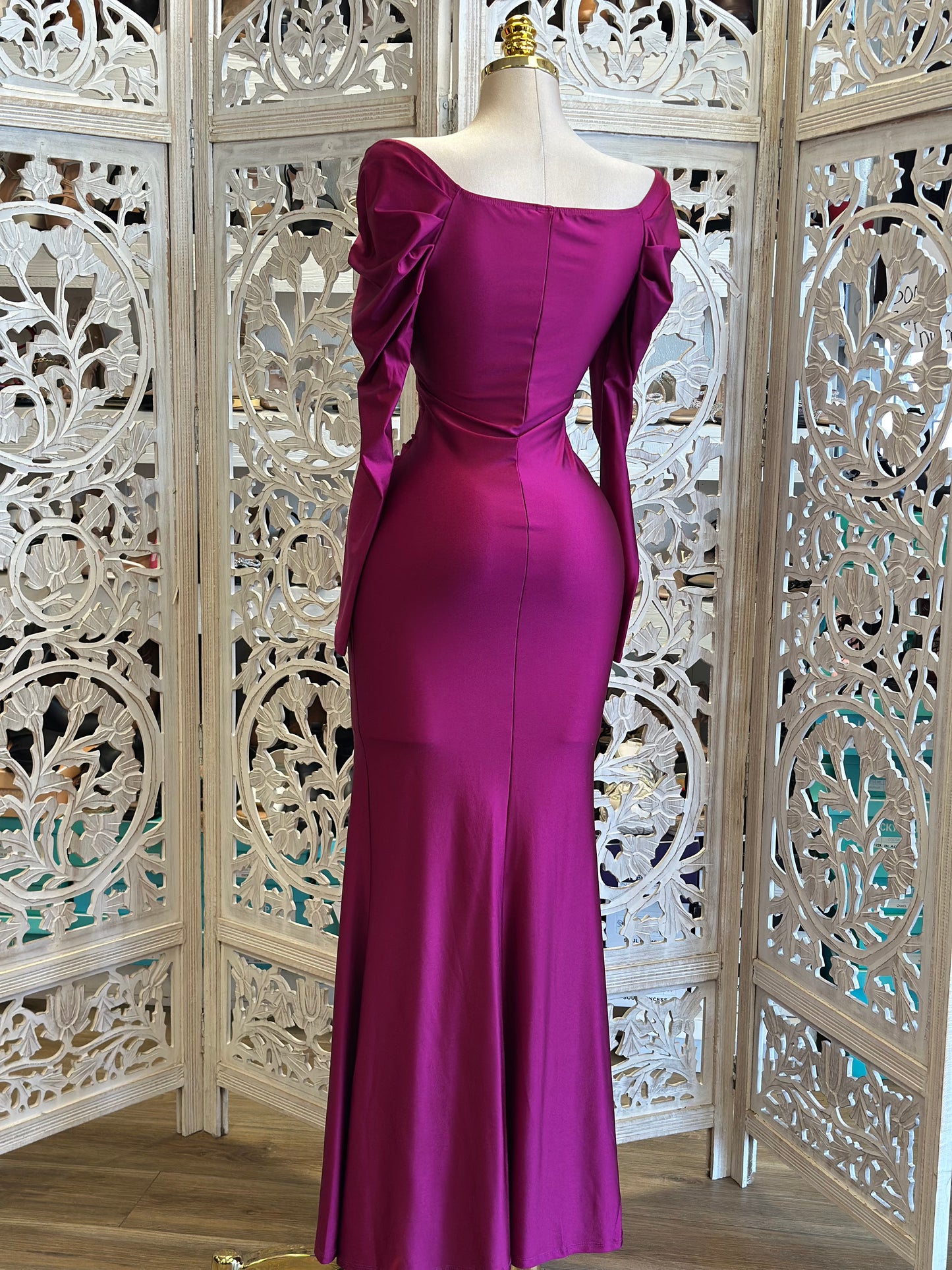Magenta Cross Front Gown- Stretchy, Estira