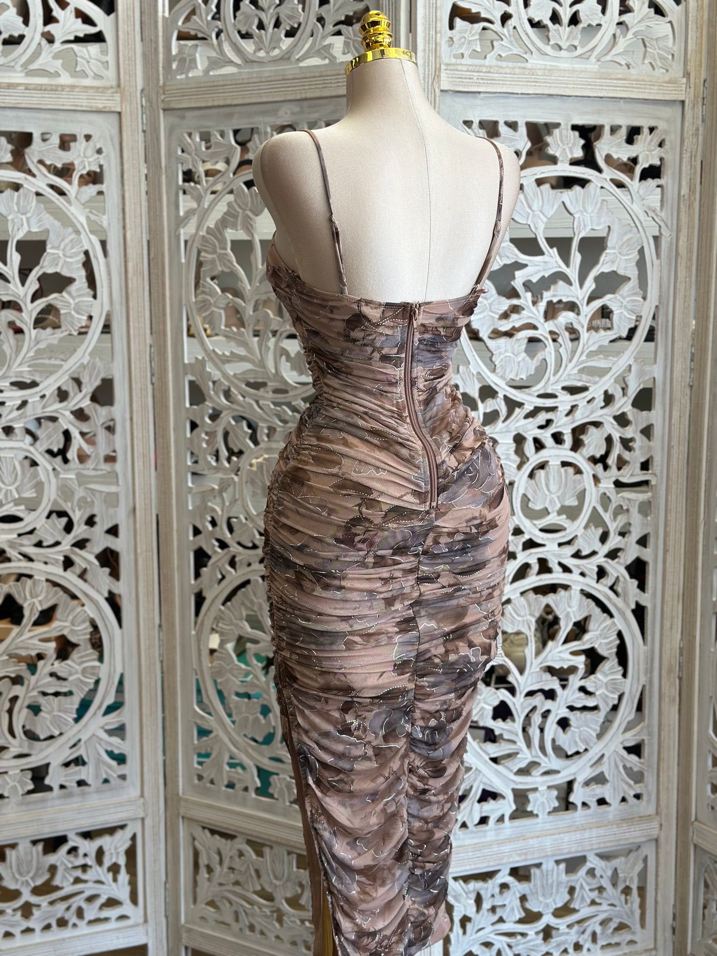 Multipattern Cami Midi Dress -Estira, Stretchy