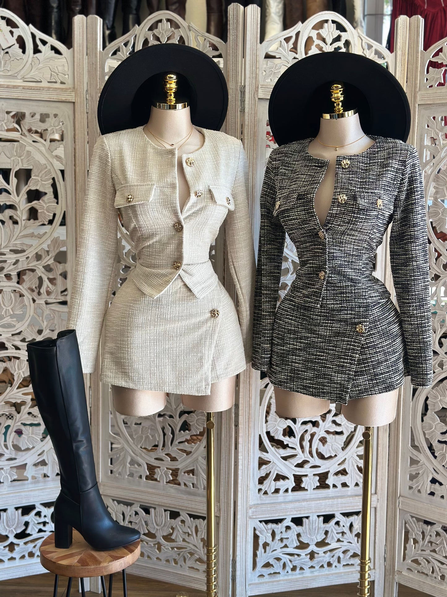 Heathered Gold Button Set - Estira ,Stretchy