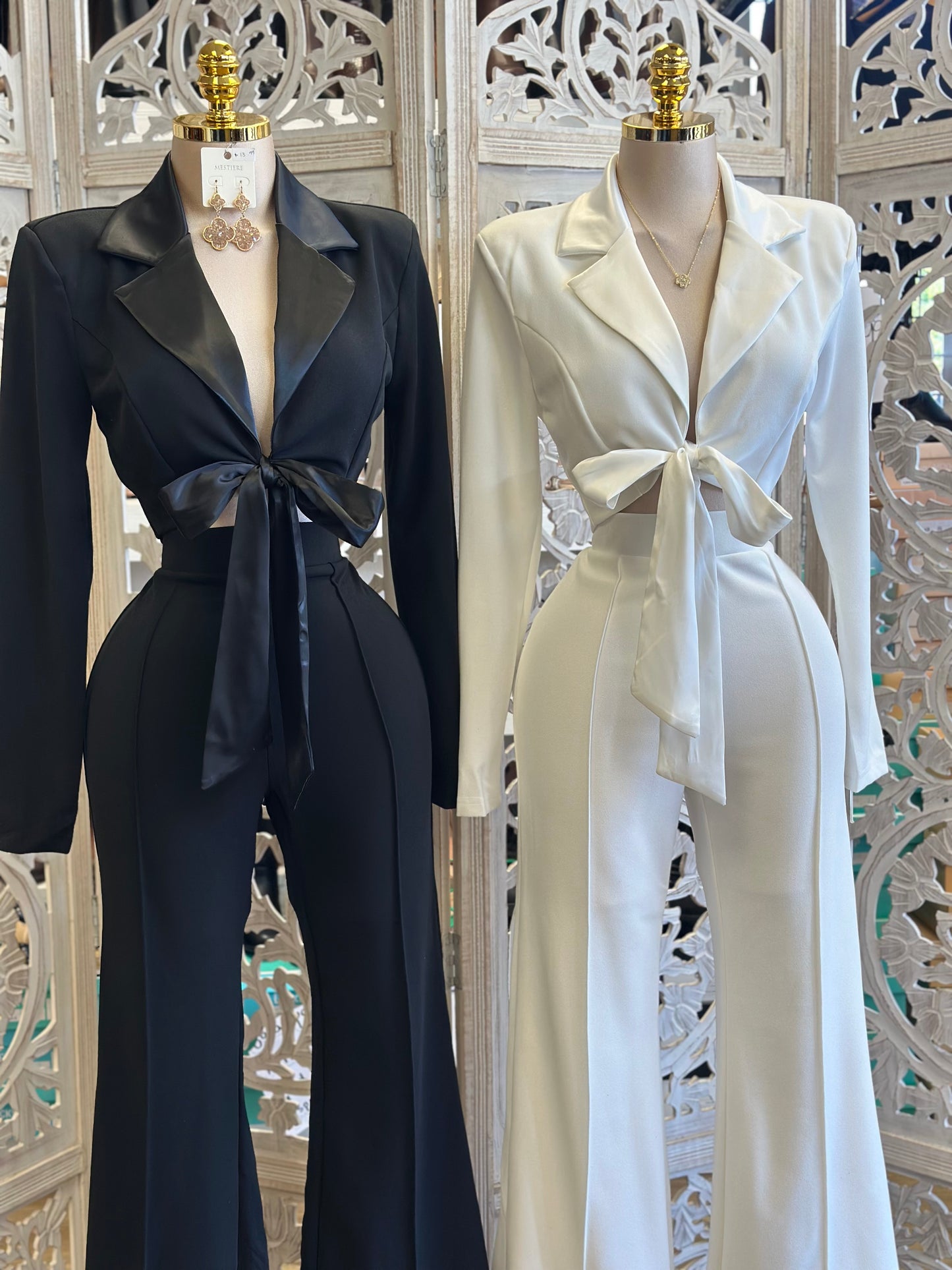 Bow Blazer and Pants Set- Stretchy,Estira