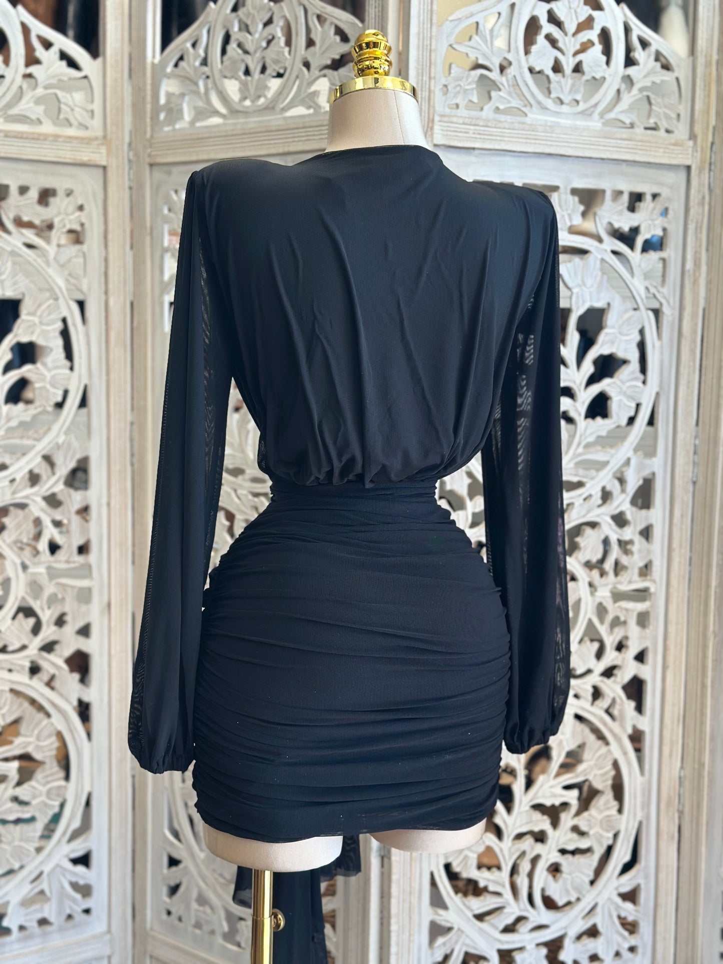 Deep V Wrapped Mini Dress- Stretchy,Estira