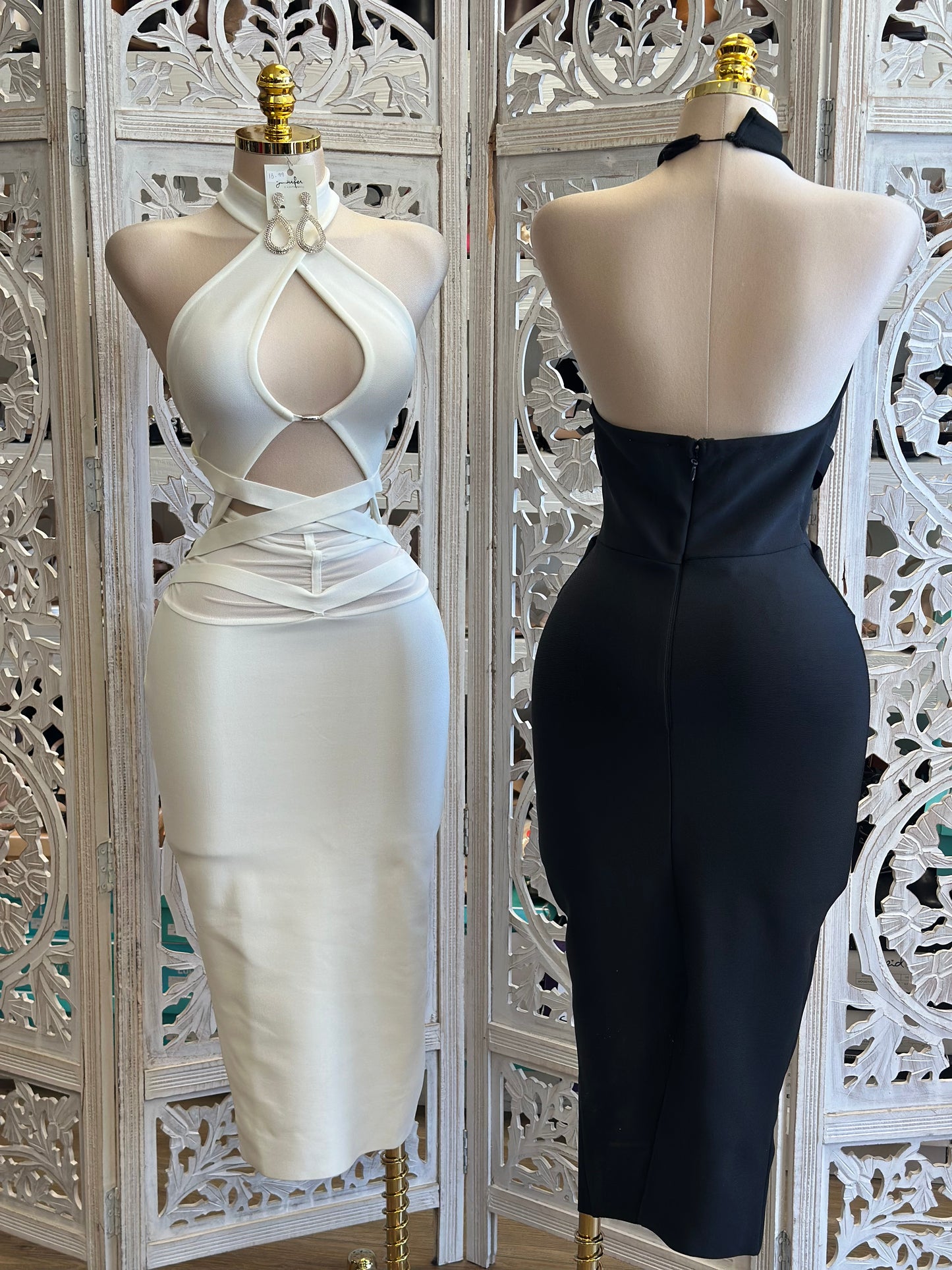 Bandage Cutout Dress-Estira, Stretchy