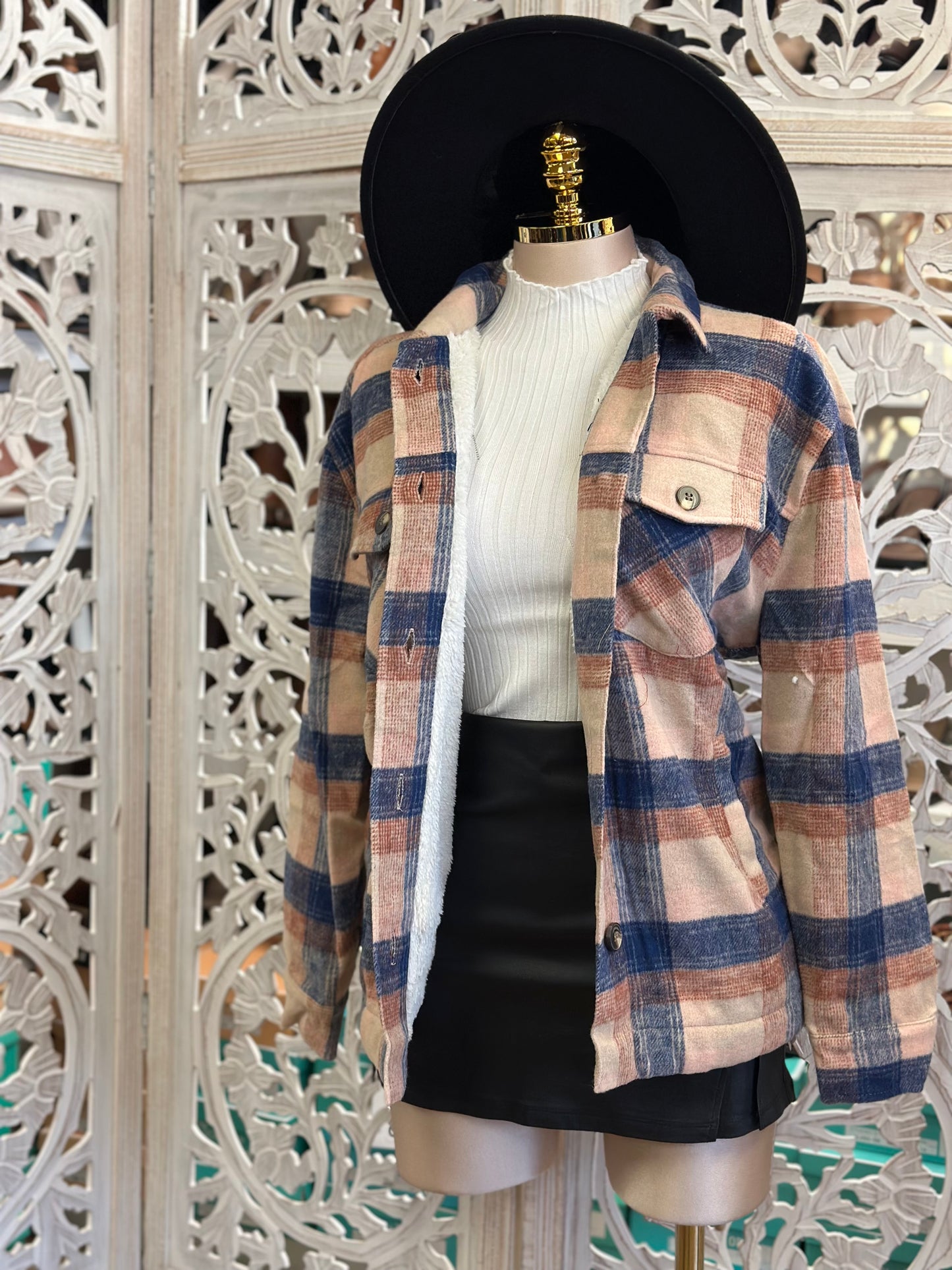 Multi Color Flannel Sherpa Jacket