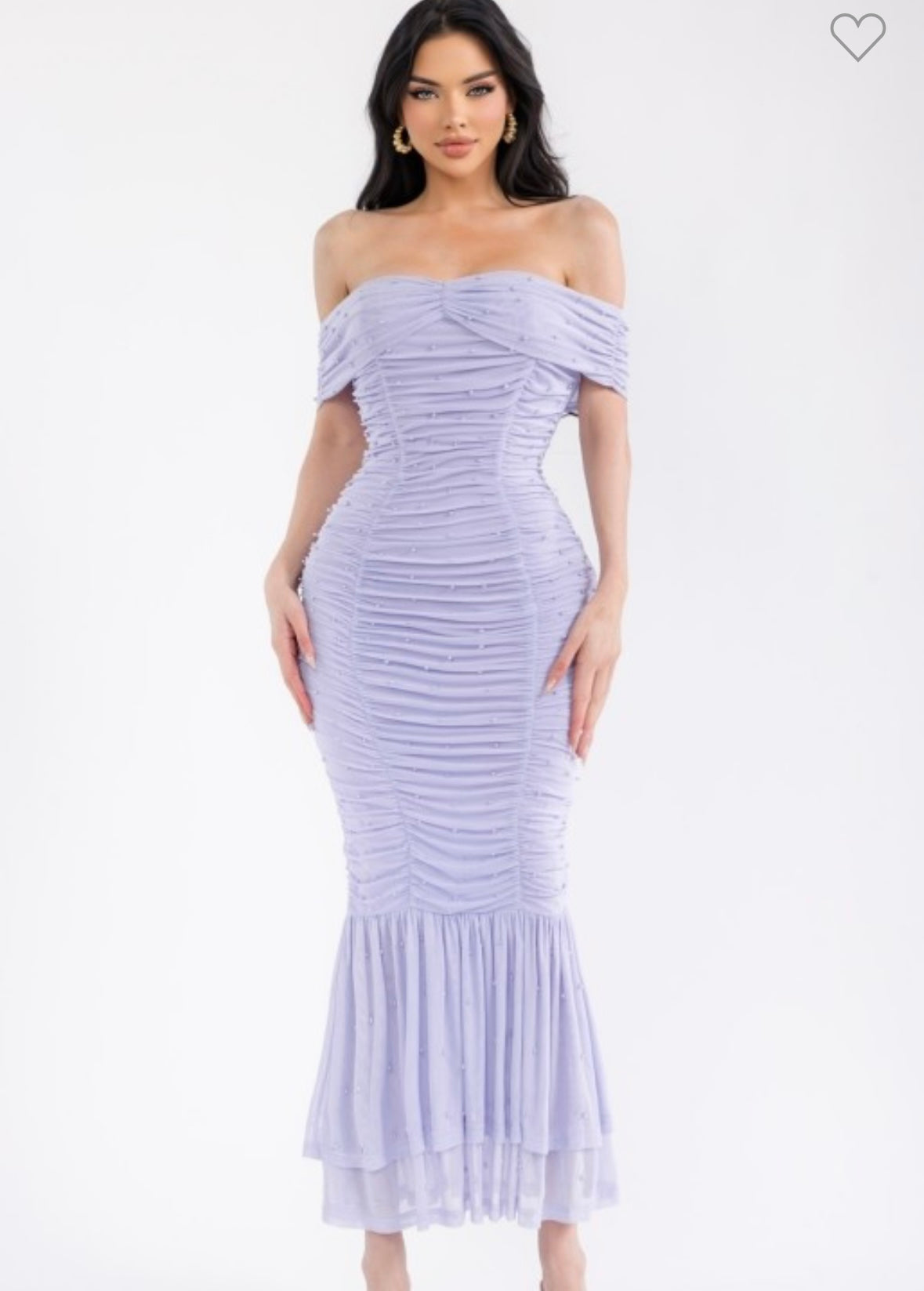 Ruched Embellished Midi Dress- Stretchy, Estira