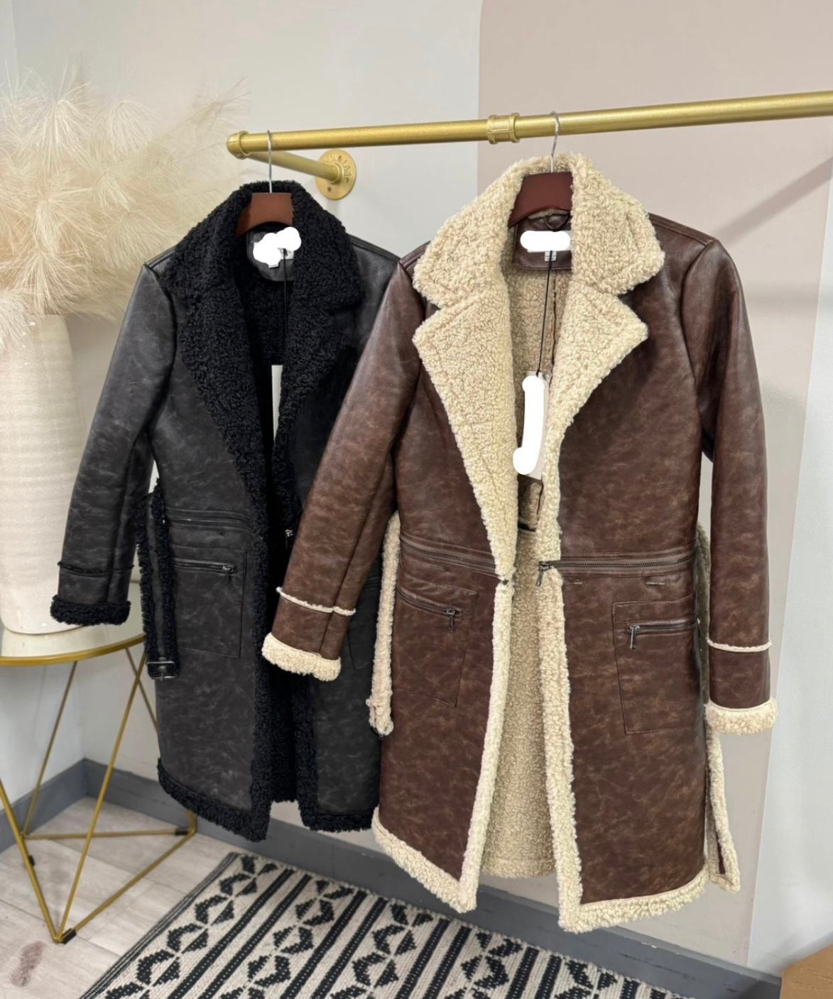 2 in 1 Sherpa Lined Faux Leather Coat