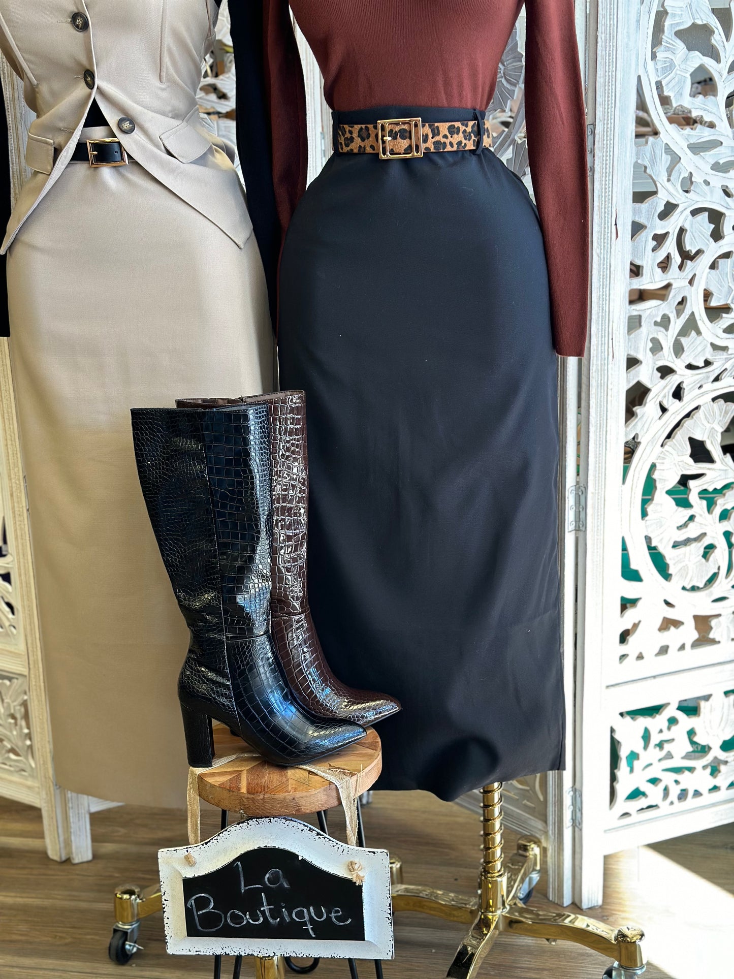 Heartline Vest and Cargo Midi Skirt Set- Not Stretchy, No Estira