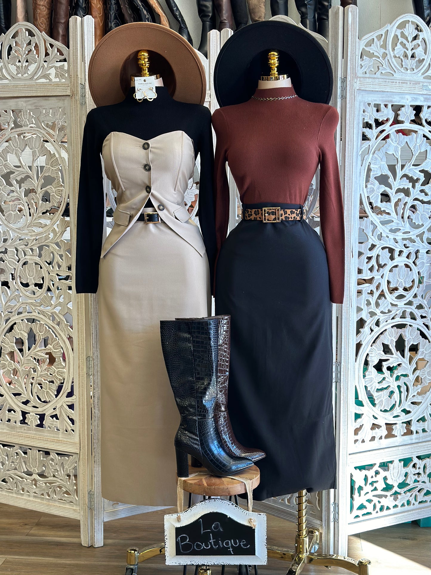 Heartline Vest and Cargo Midi Skirt Set- Not Stretchy, No Estira