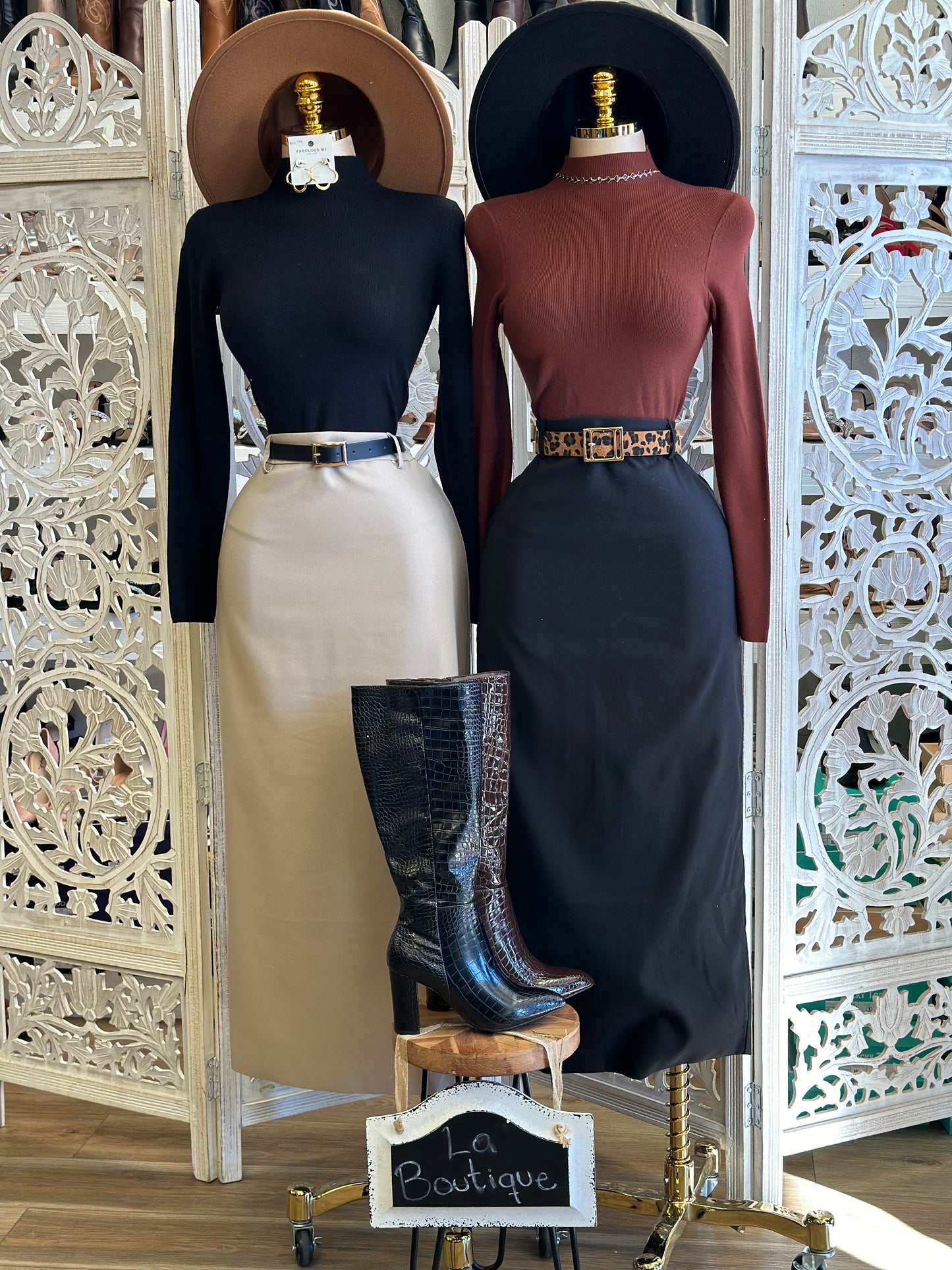 Heartline Vest and Cargo Midi Skirt Set- Not Stretchy, No Estira