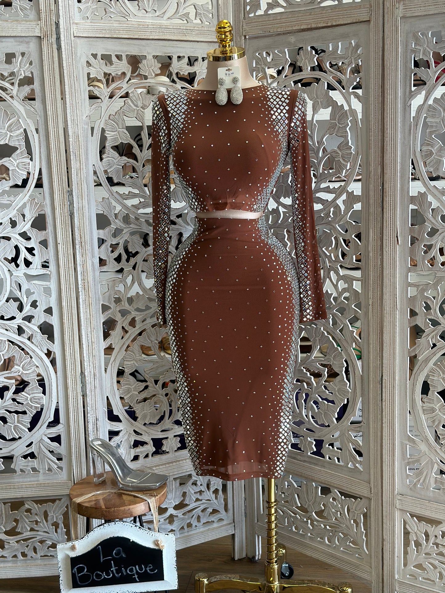 Gradient Rhinestone Brown Set - Stretchy, Estira