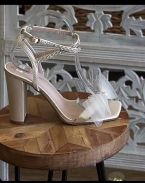 Rhinestone Enlarged Bow Heels