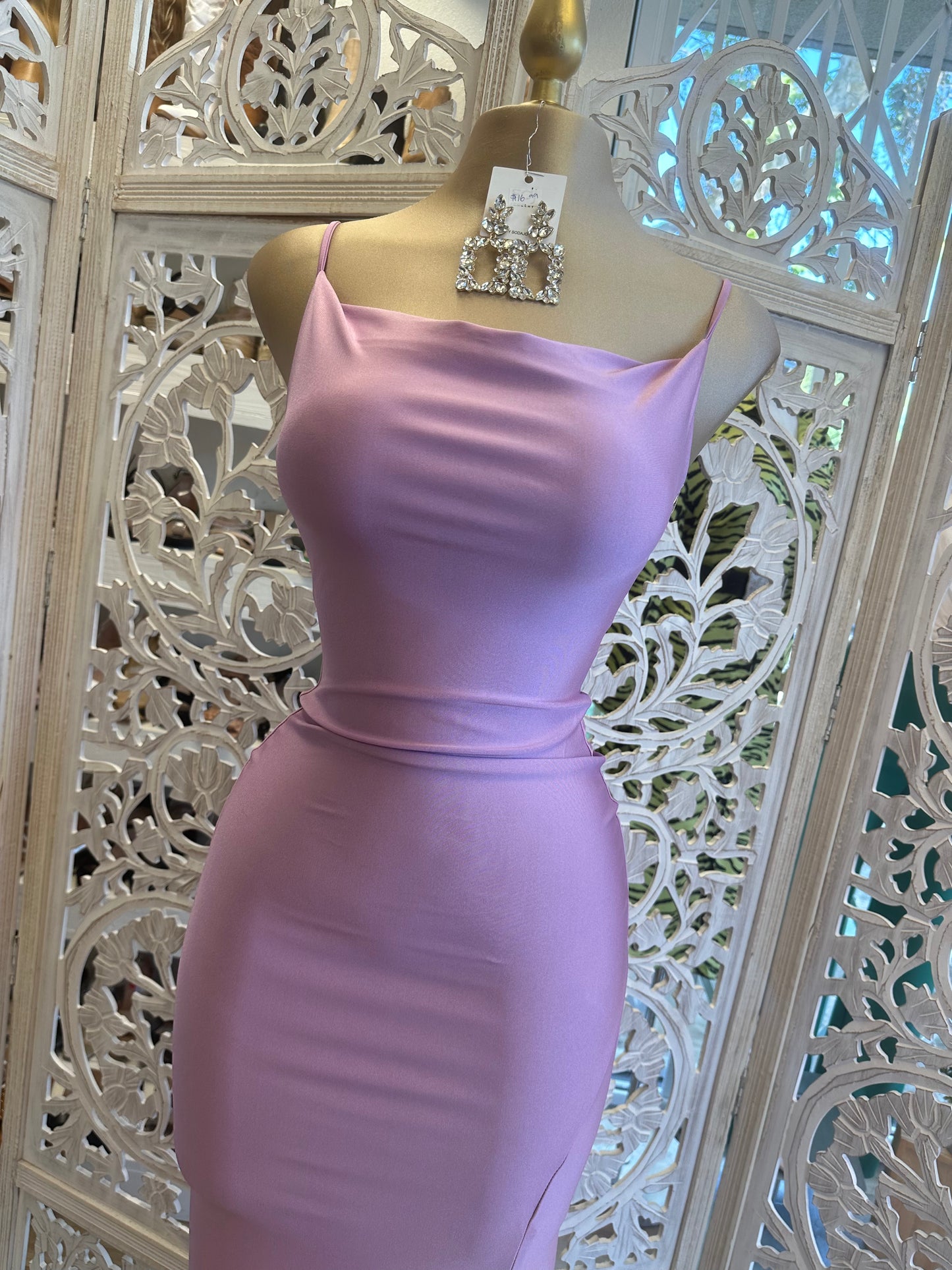 Lavender Cowl Midi Dress