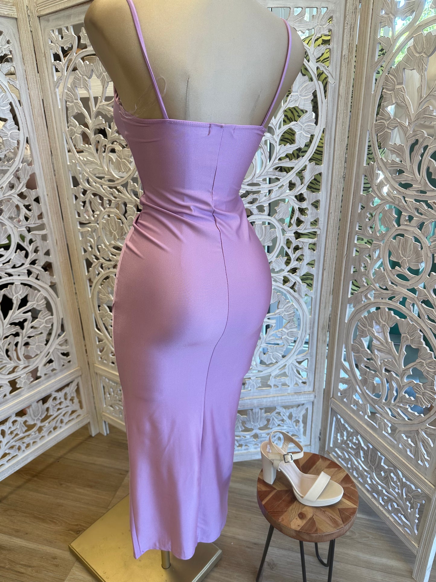 Lavender Cowl Midi Dress