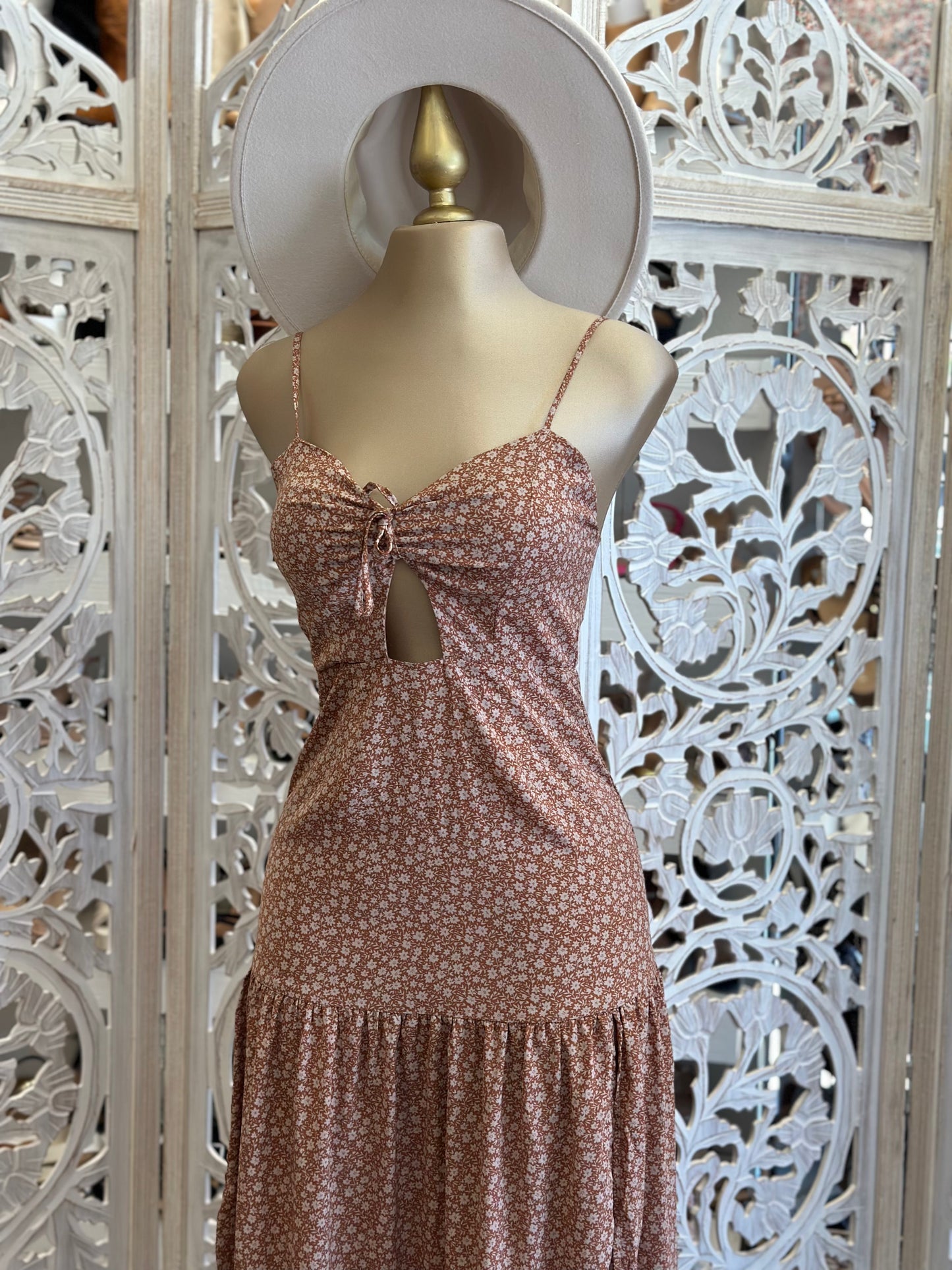 Brown Floral Maxi Dress