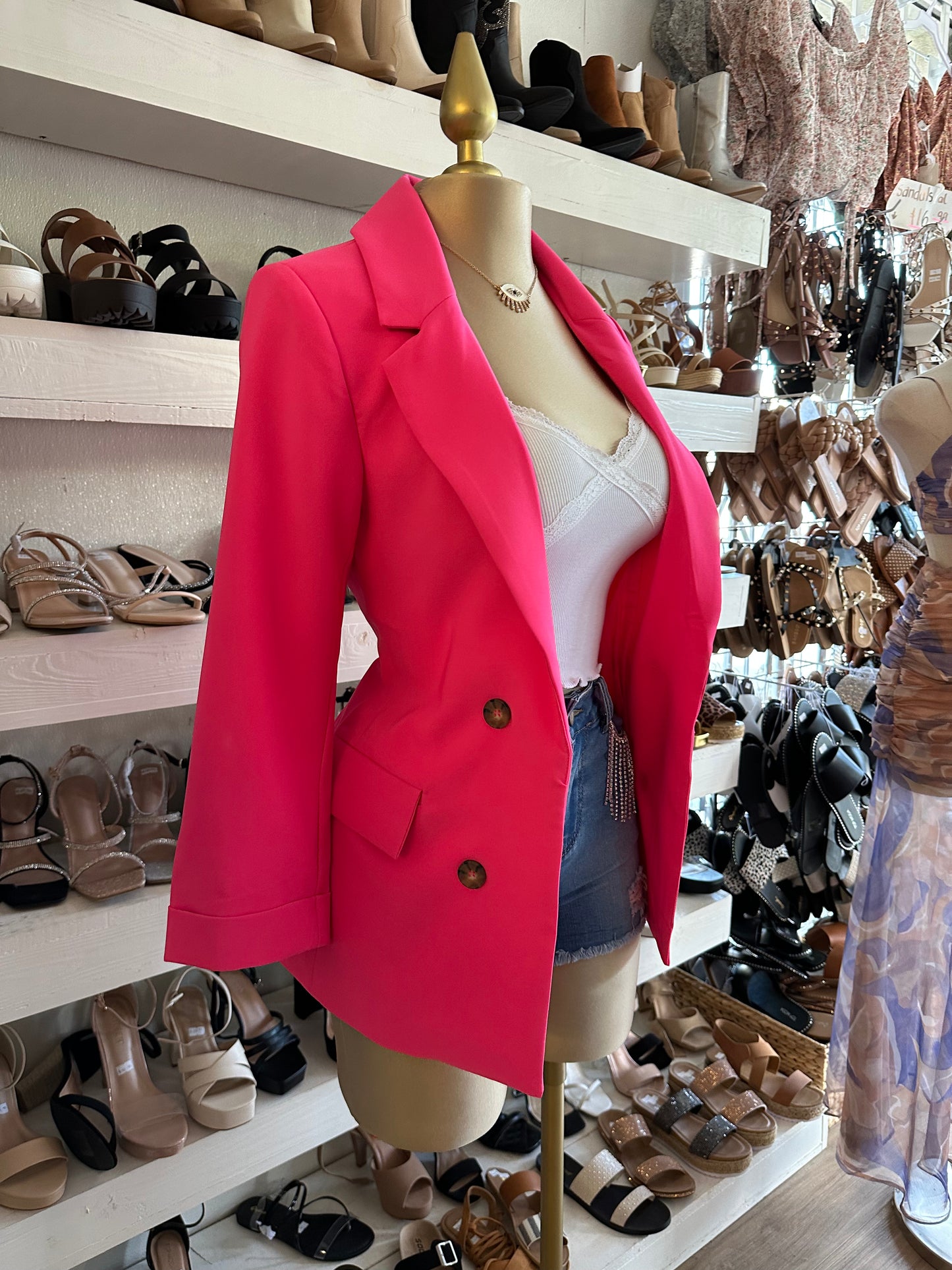 Hot Pink Button Blazer