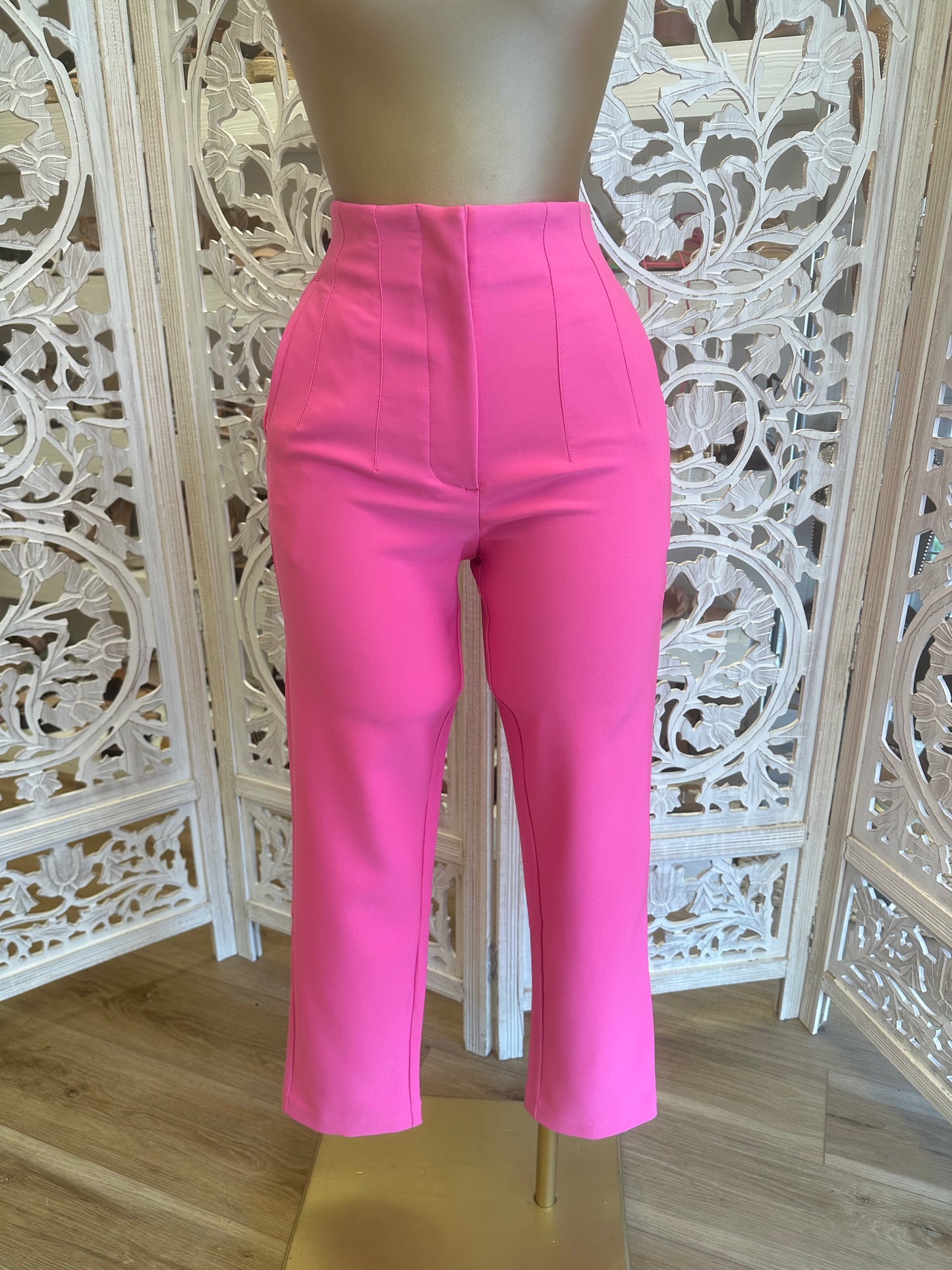 Hot Pink Pinned Straight Legged Pants