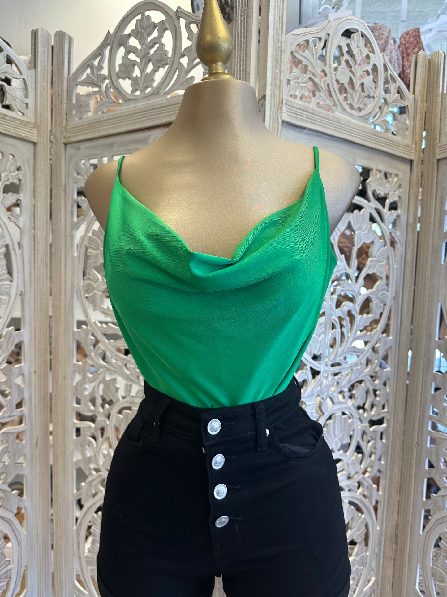 Green Cowl Neck Tank