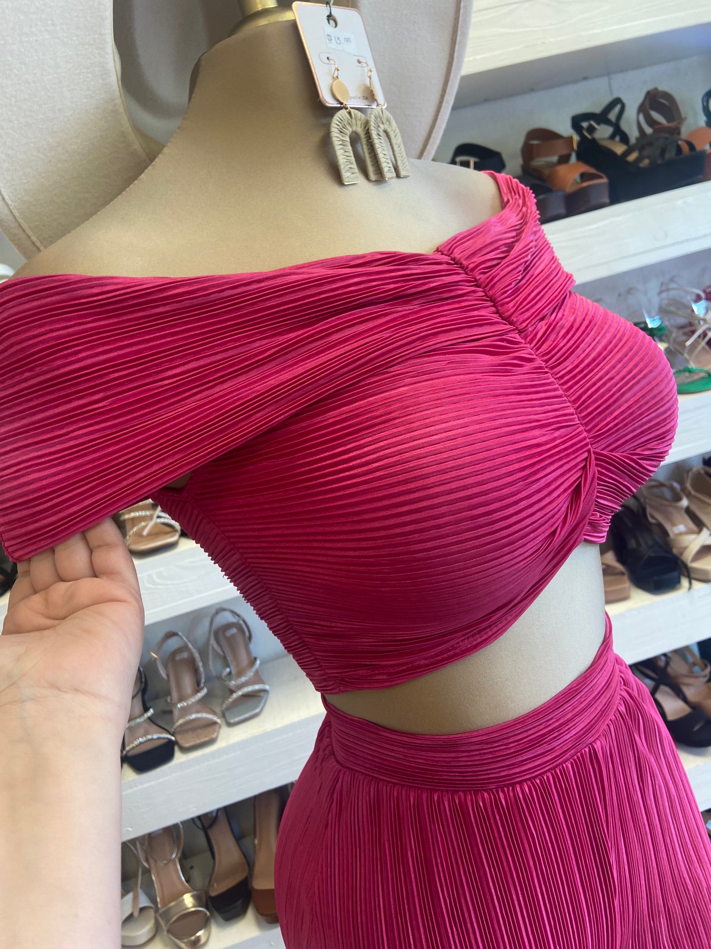 Hot Pink Pleated Set