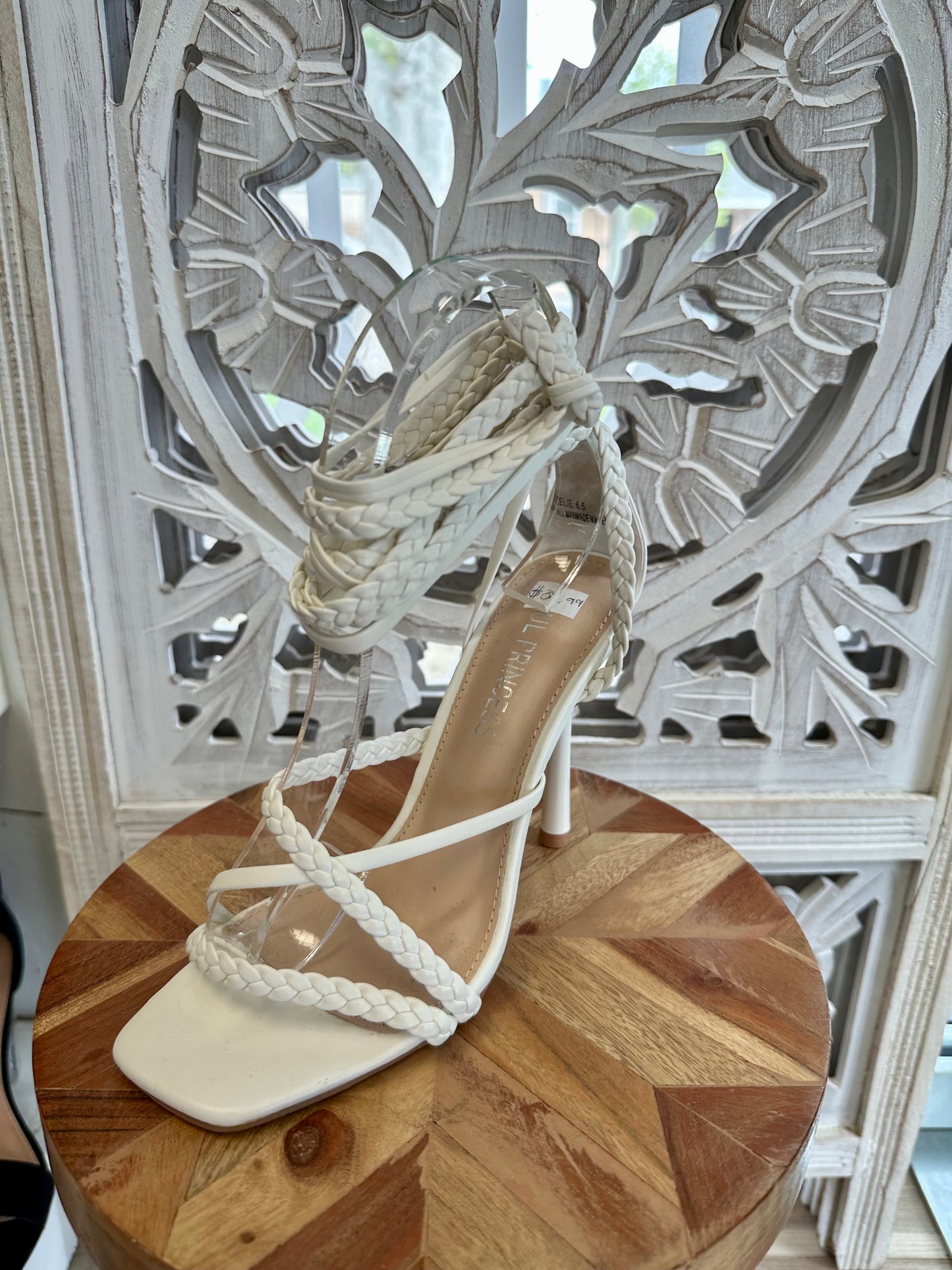 Ivory Braided Heels