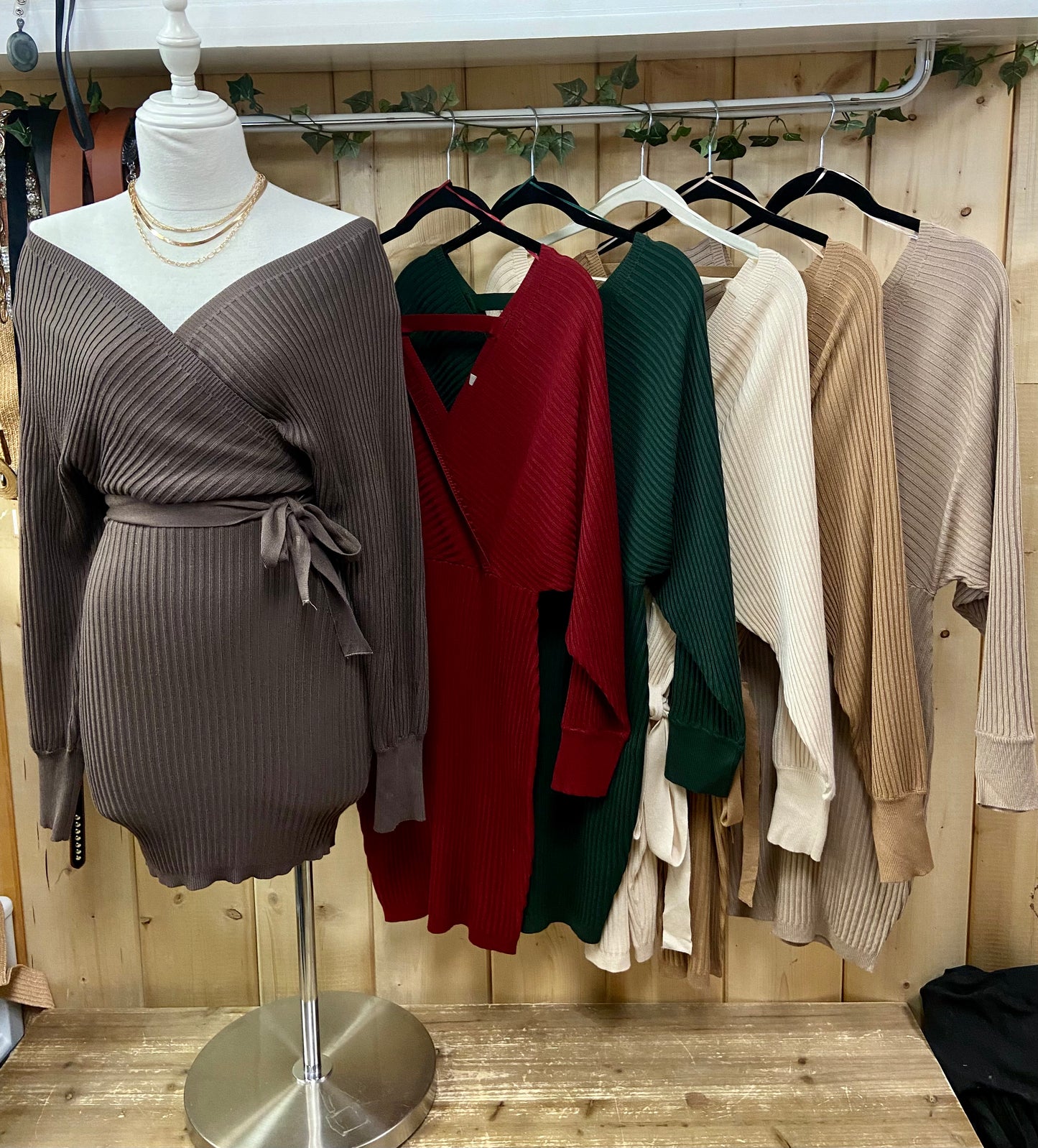 Knit cross-front dress
