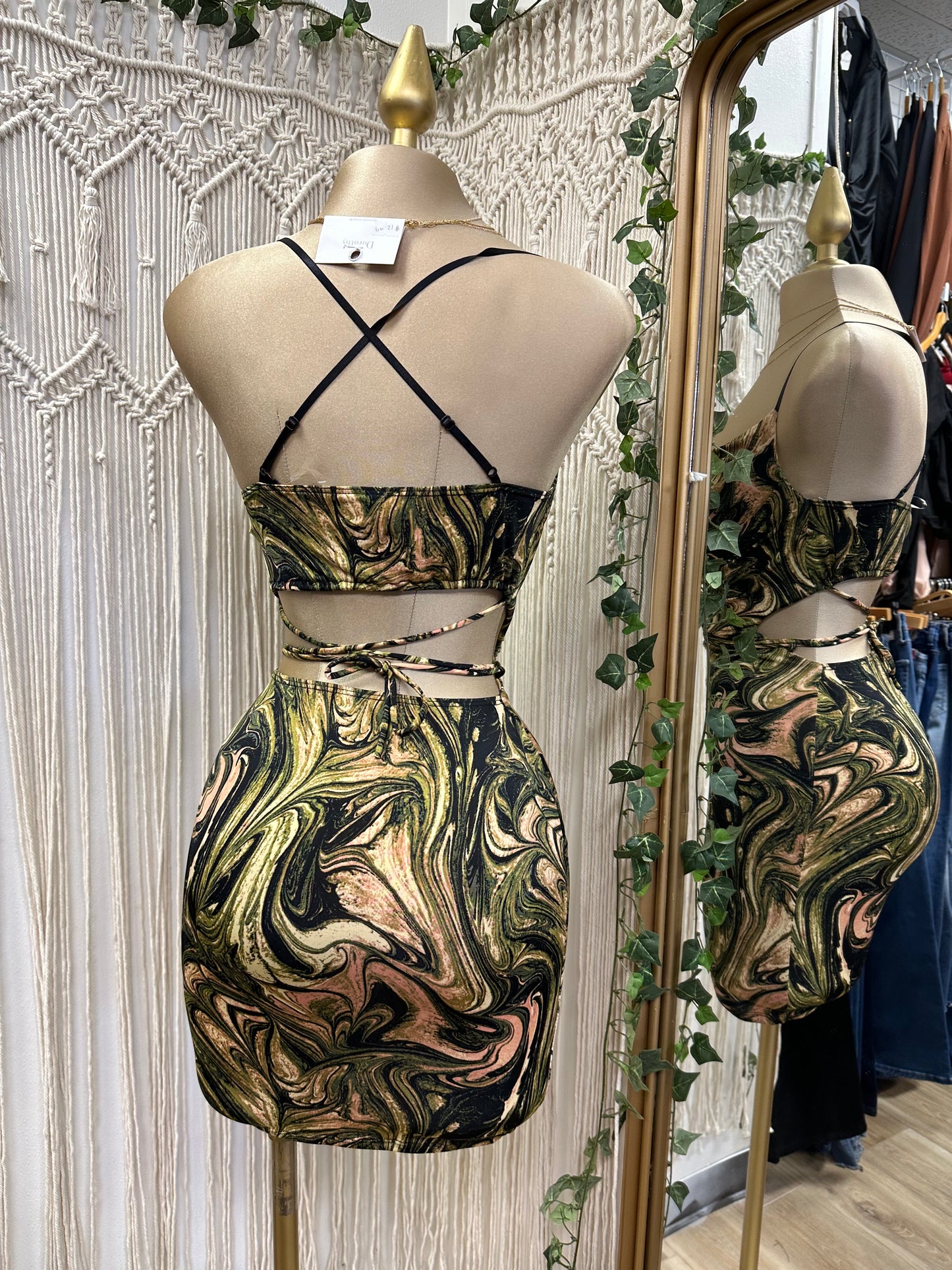 Cross Back Multi Pattern Dress