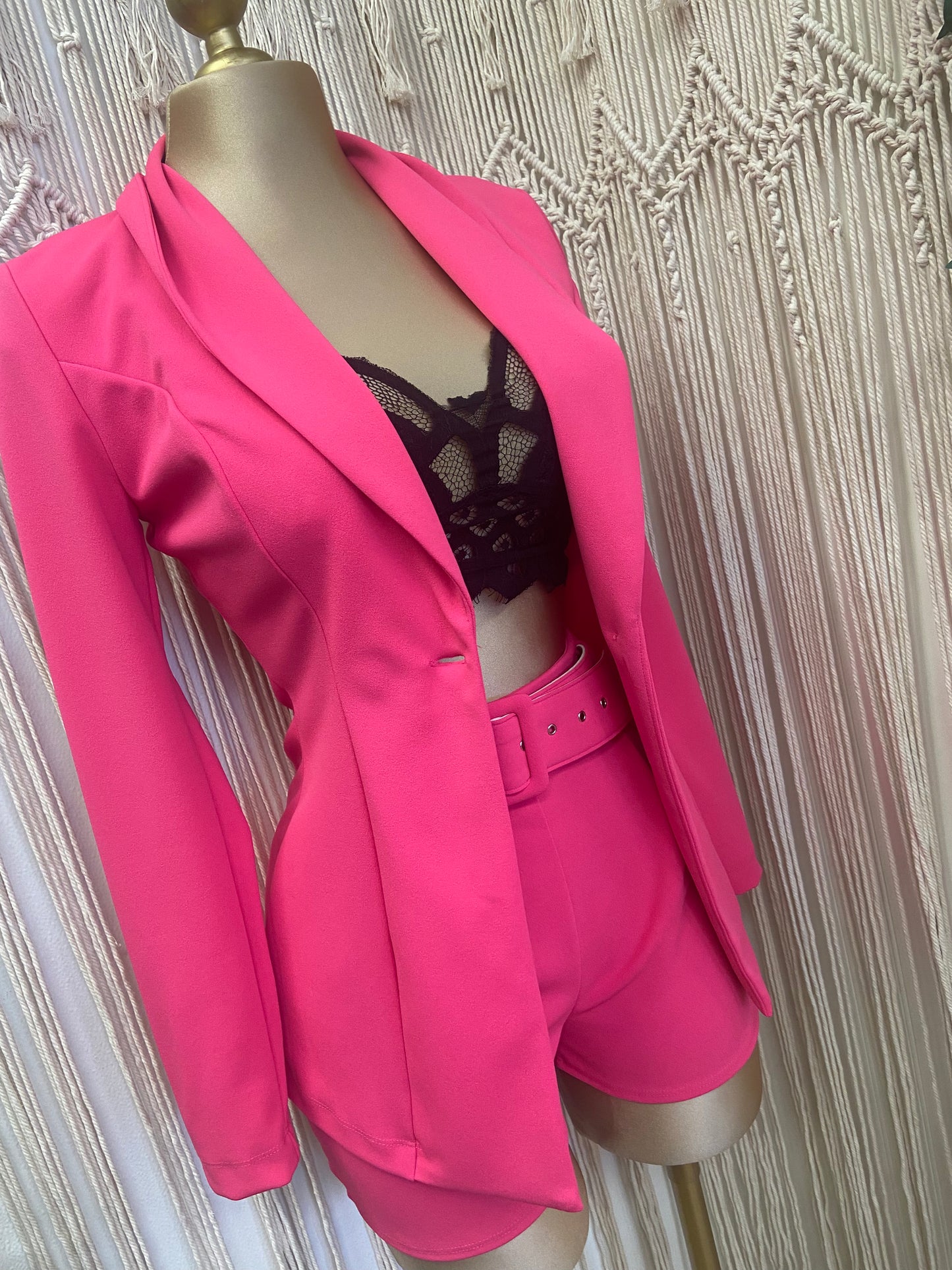 Hot Pink Blazer and Short Set